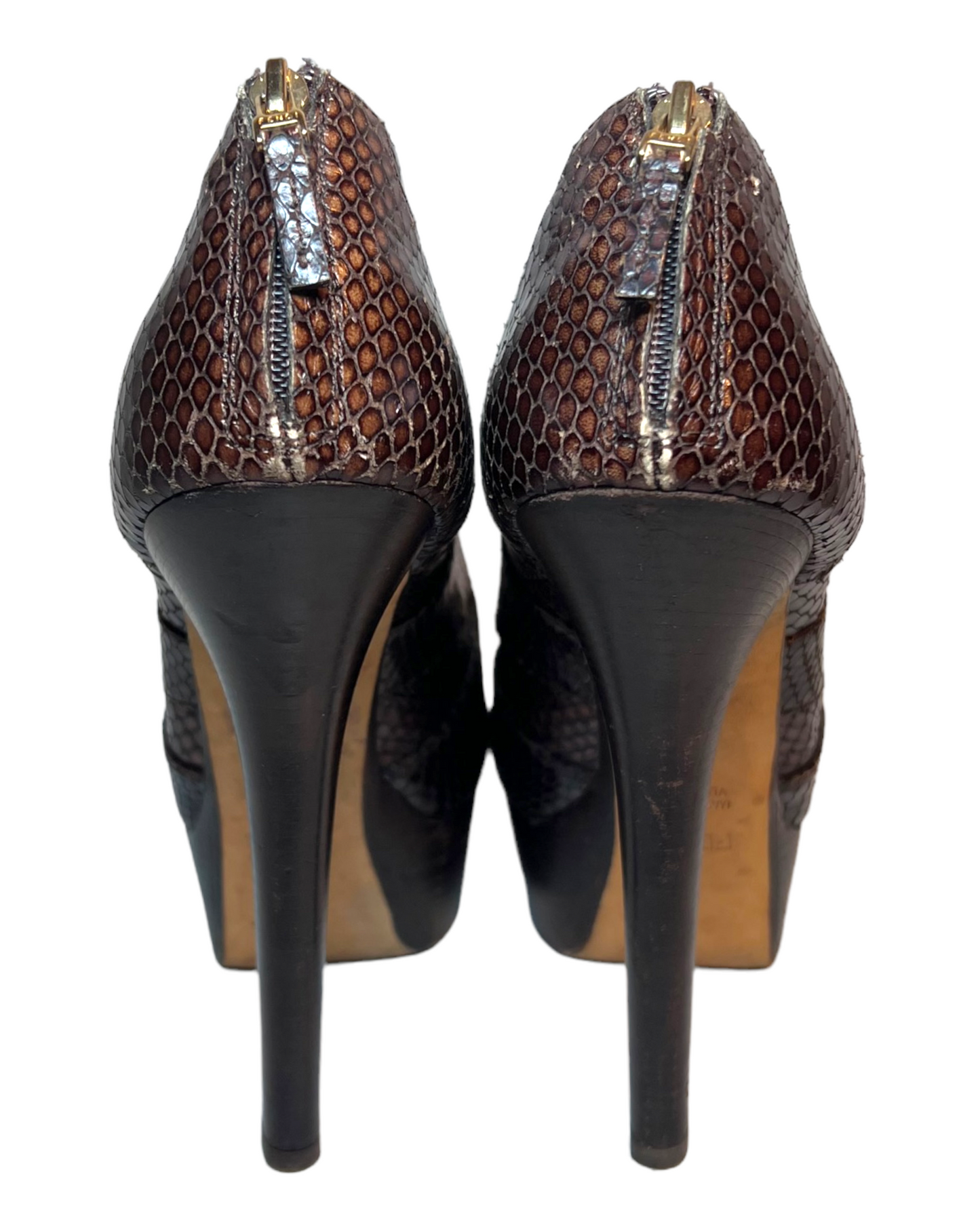 Vintage Fendi Python Embossed Leather Heels