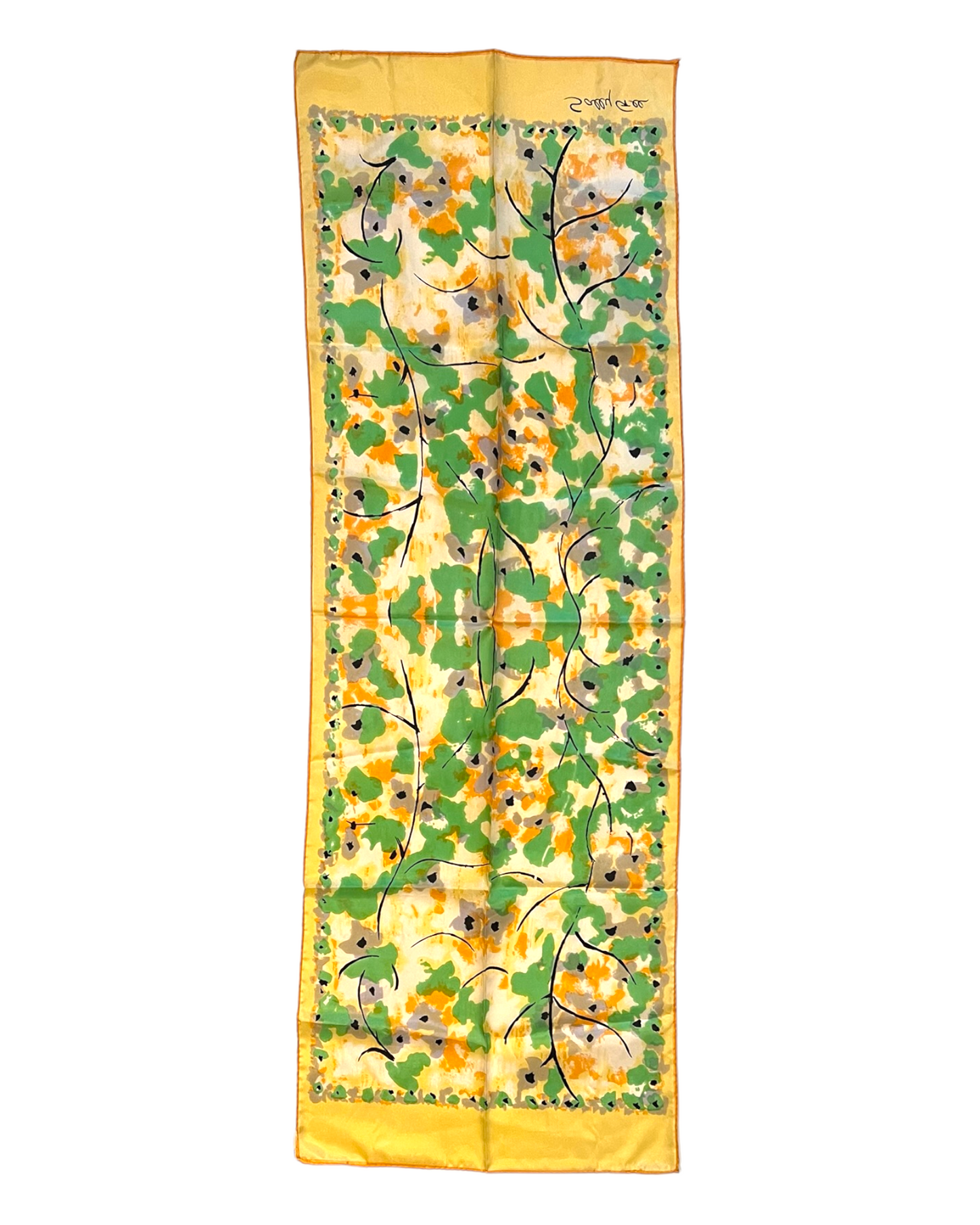 Vintage Sally Gee Yellow and Green Floral Scarf