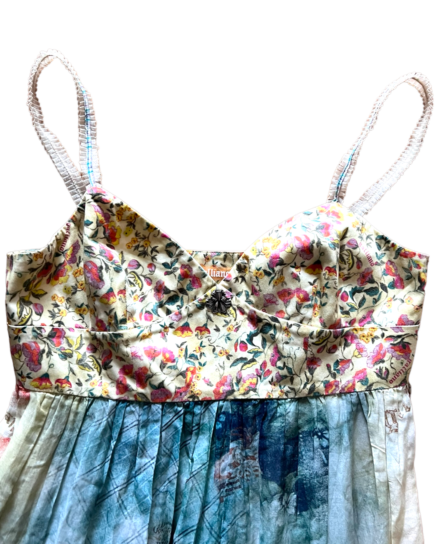 Vintage John Galliano Multicolor Cotton Babydoll Dress. Patterns include florals, tie dye and plaid.