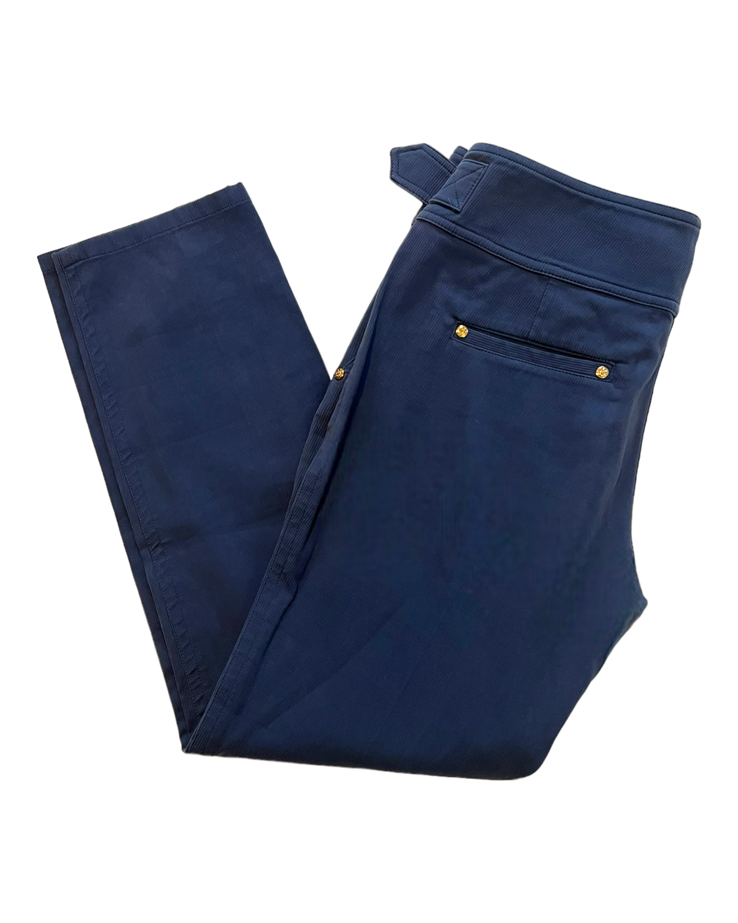 Vintage 2006 Roberto Cavalli Blue Skinny Pants with Gold Buckle