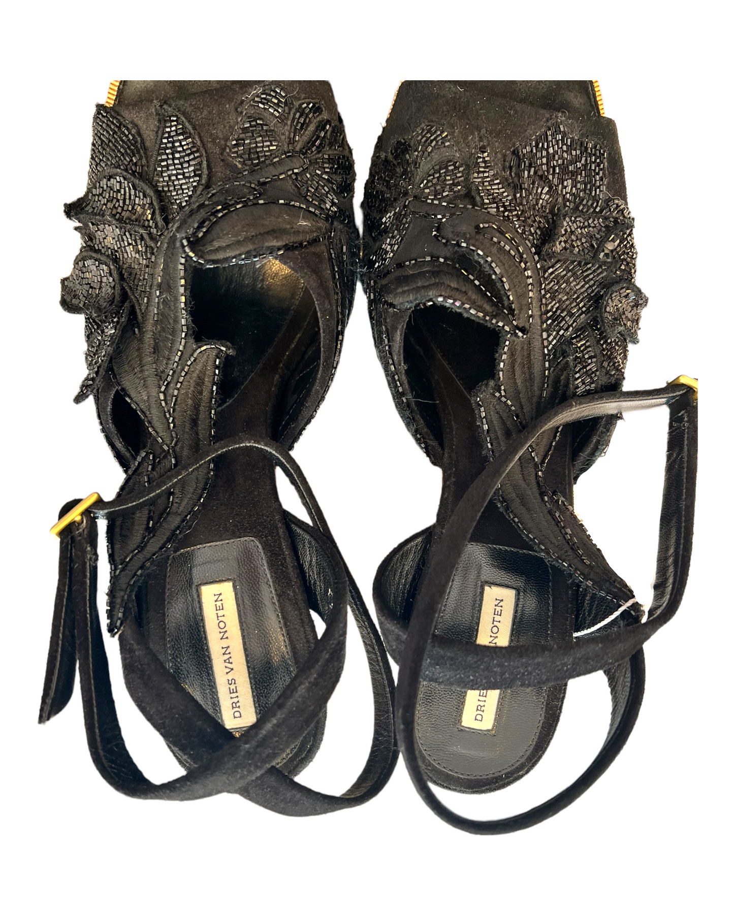 Vintage Dries Van Noten Embroidered Block Heels