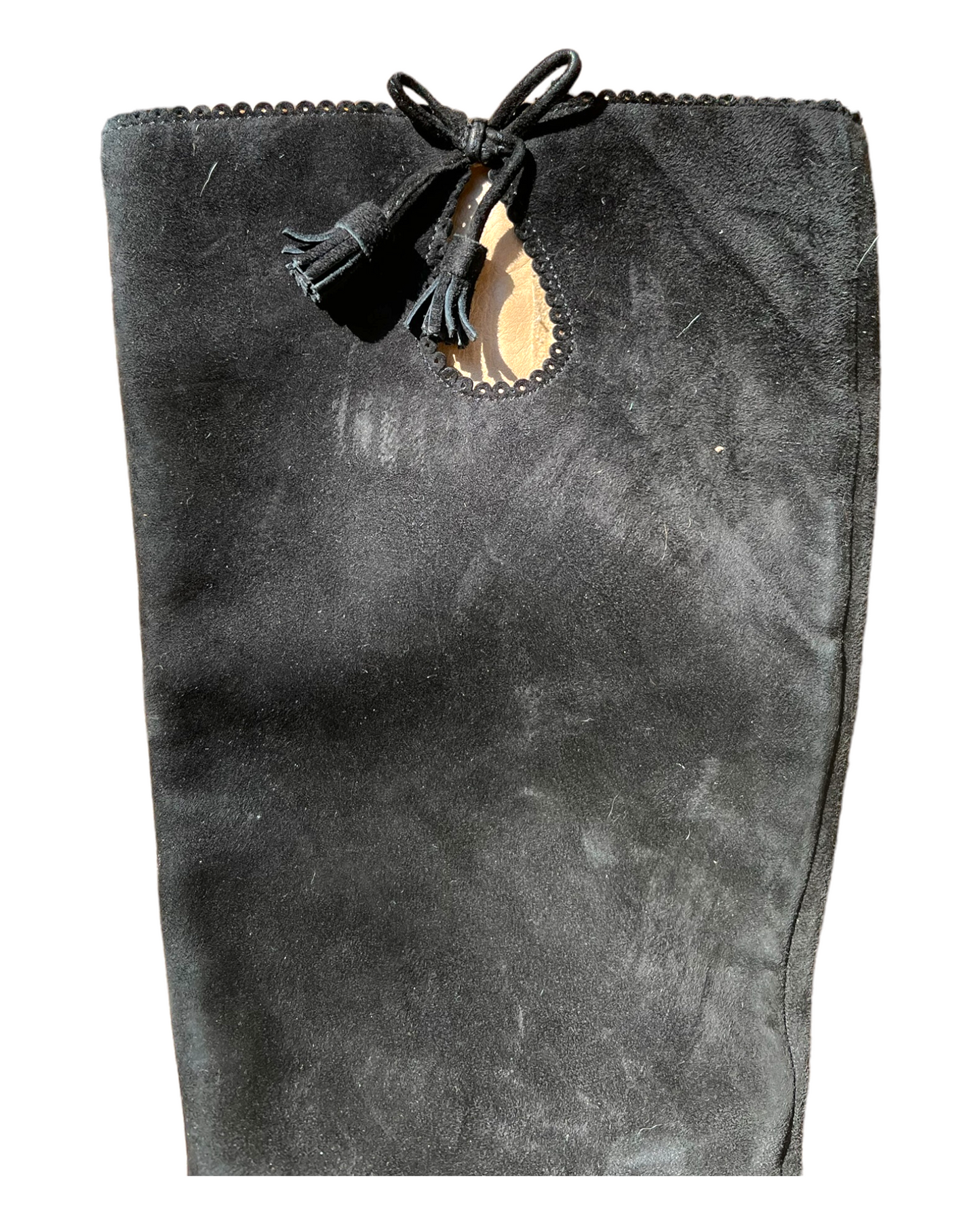 Vintage Suede Black Knee-High Kitten Heel Boots