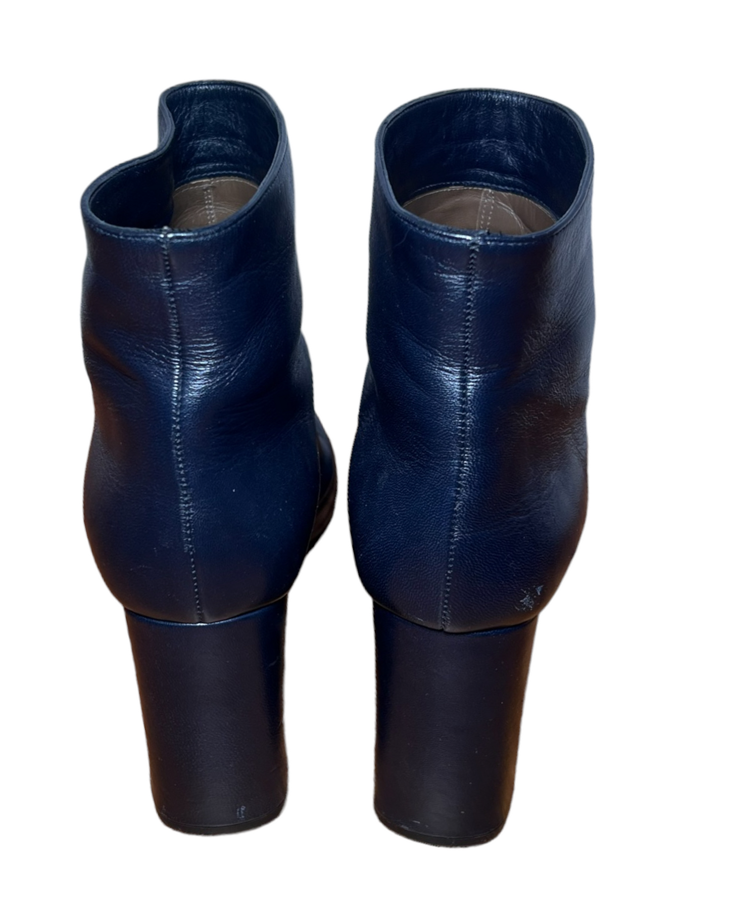 Pre-Loved Marni Navy Blue Leather Heeled Booties