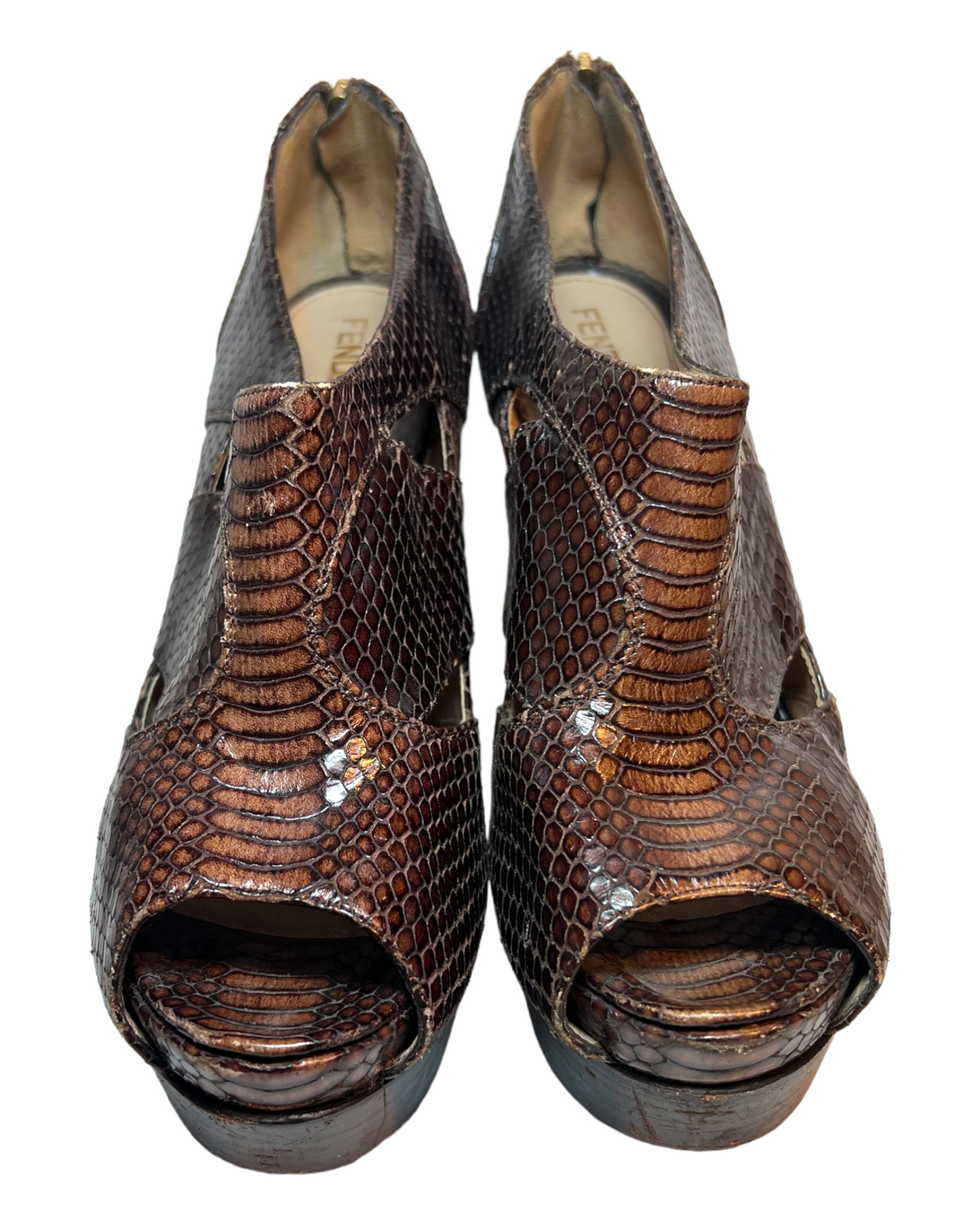 Vintage Fendi Python Embossed Leather Heels