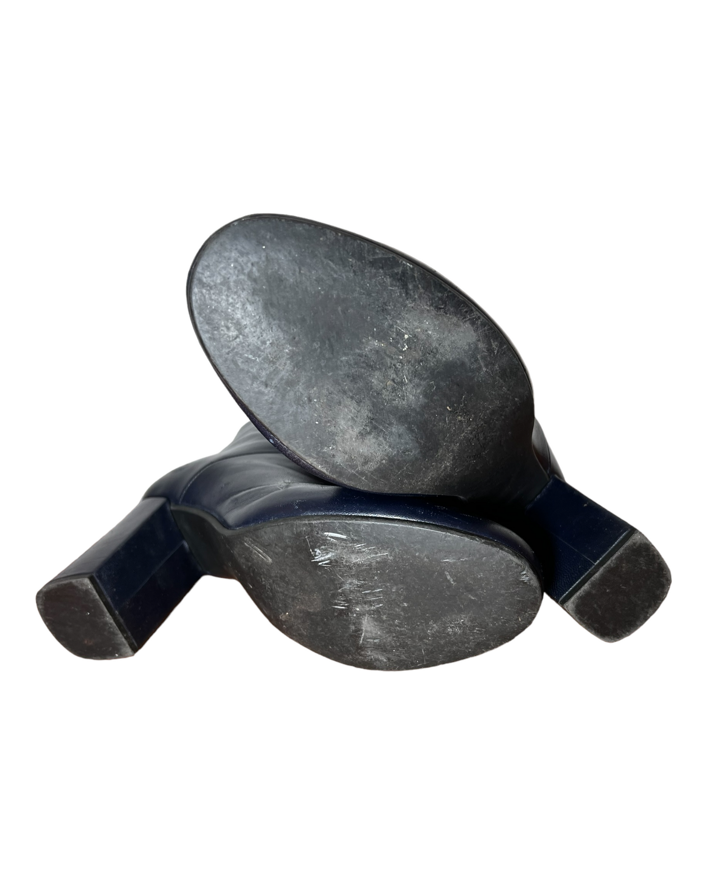 Pre-Loved Marni Navy Blue Leather Heeled Booties