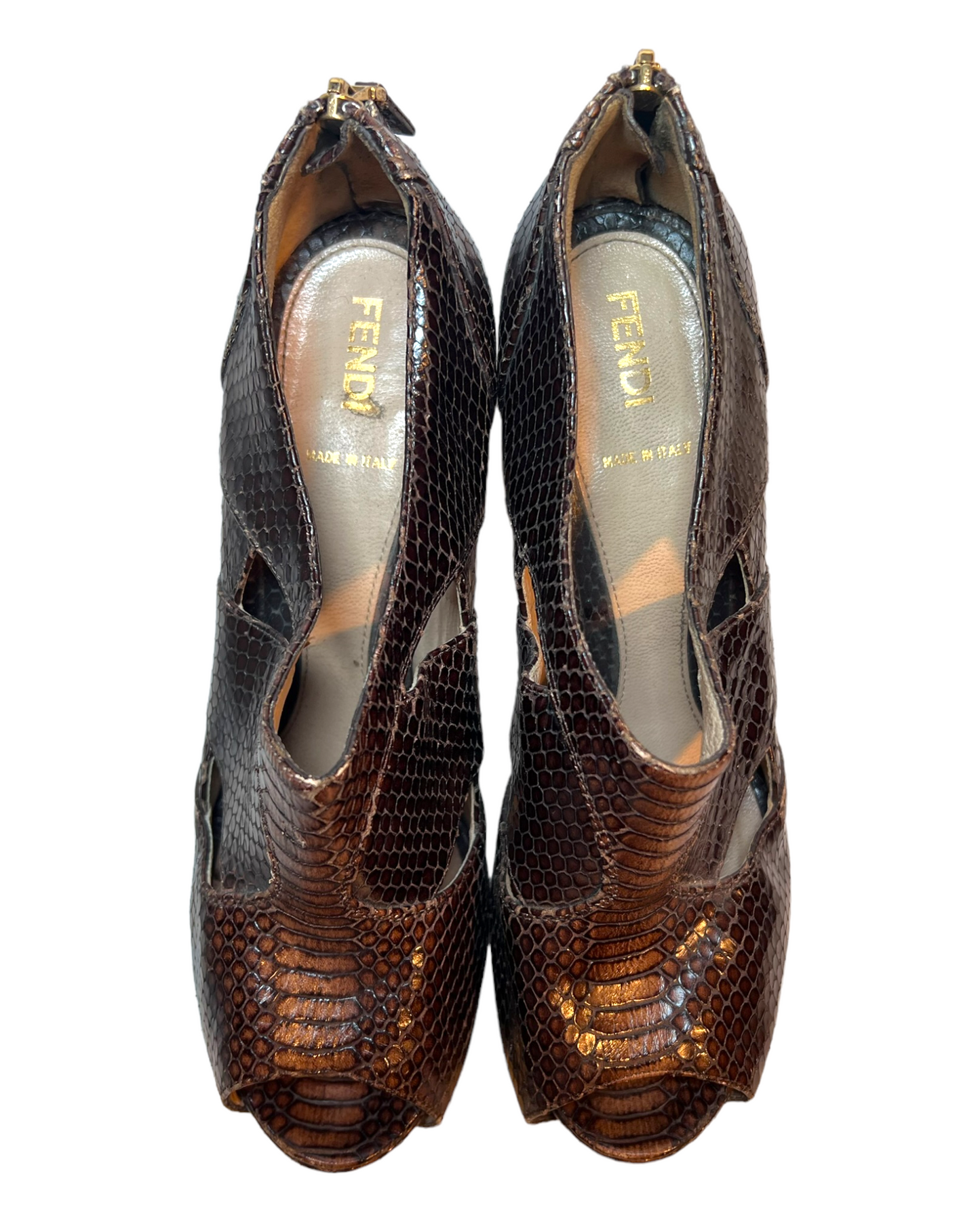 Vintage Fendi Python Embossed Leather Heels