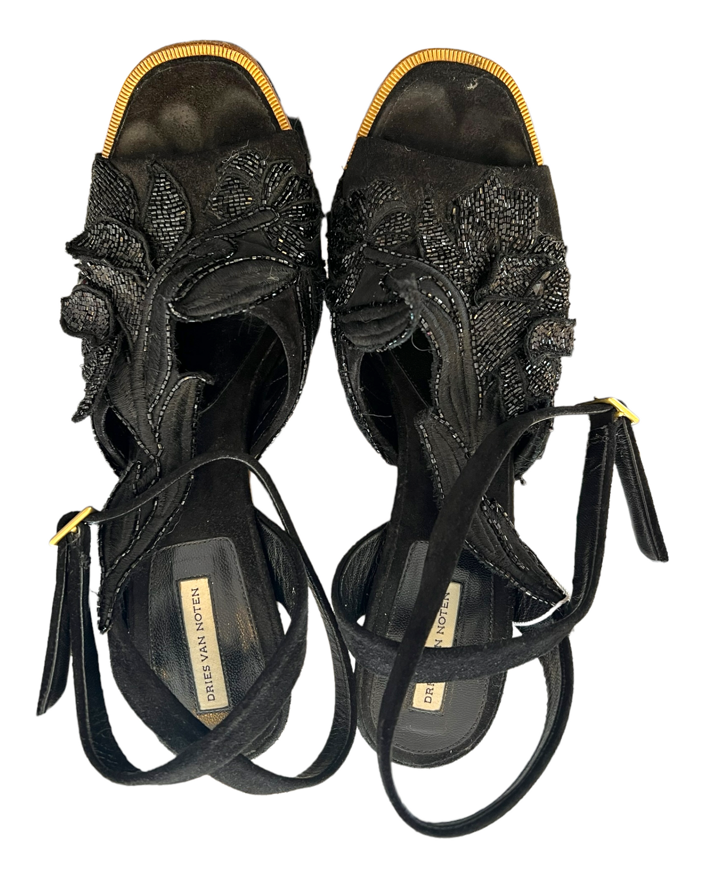 Vintage Dries Van Noten Embroidered Block Heels