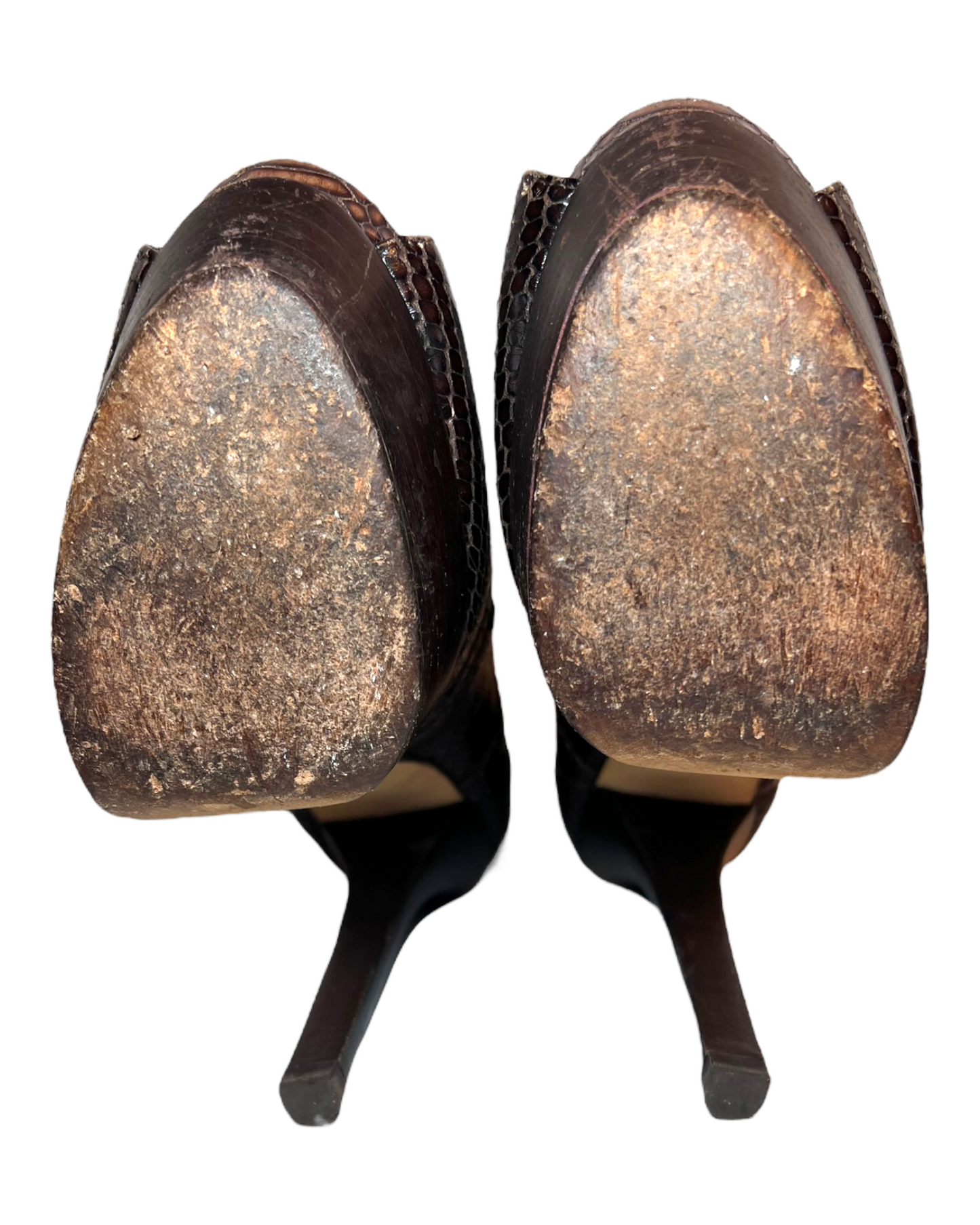 Vintage Fendi Python Embossed Leather Heels