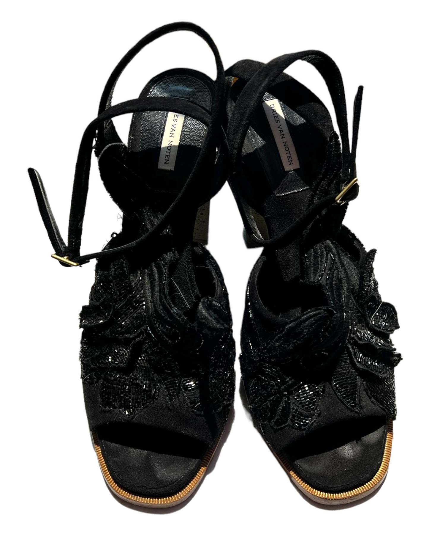 Vintage Dries Van Noten Embroidered Block Heels