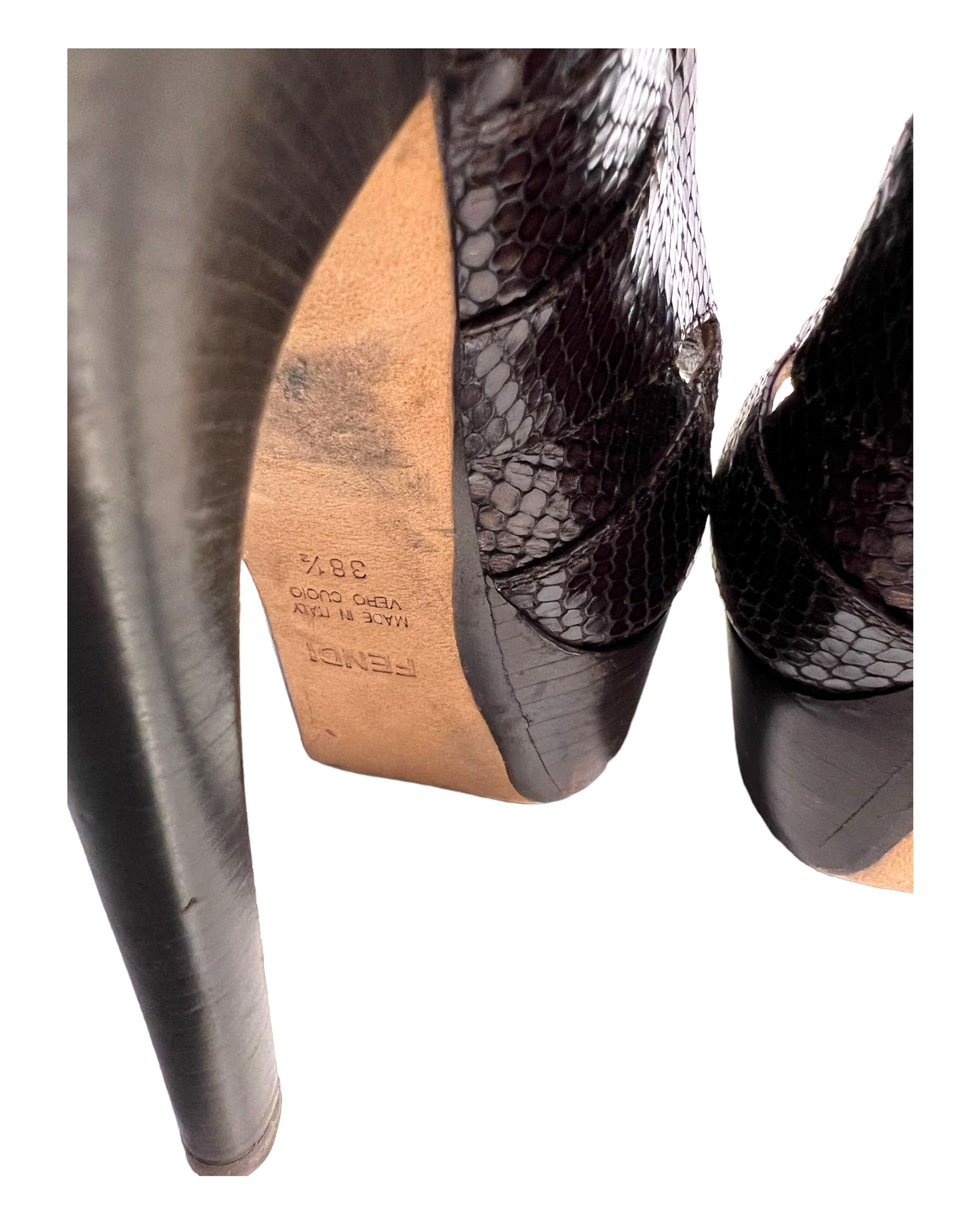Vintage Fendi Python Embossed Leather Heels