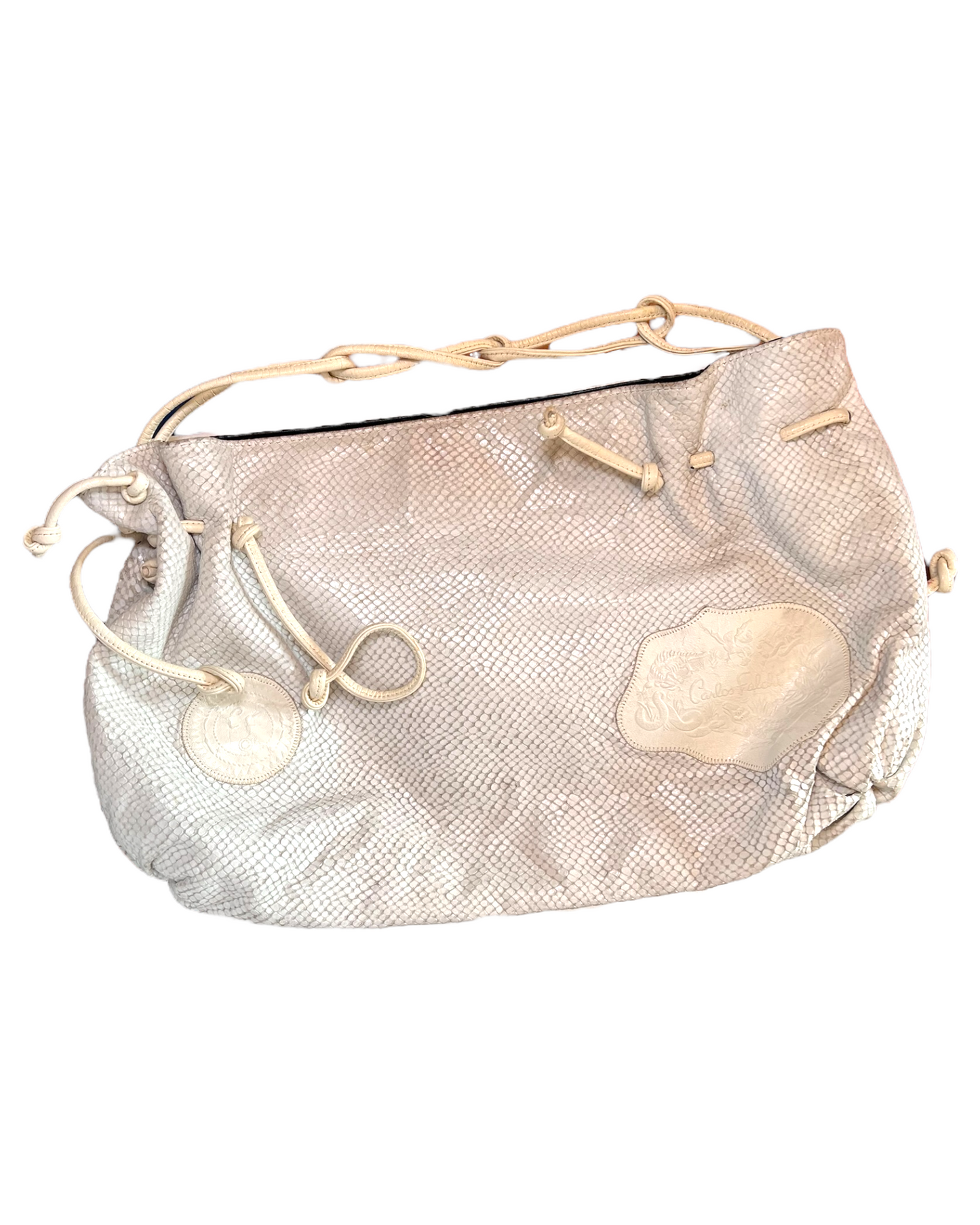 Vintage Carlos Falchi Snakeskin White Bag