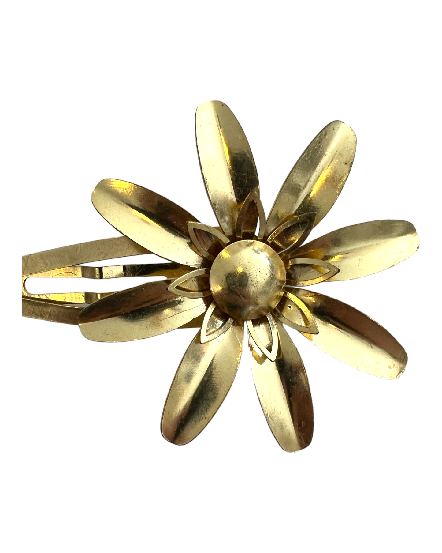 Vintage Gold Metal Flower Barrette
