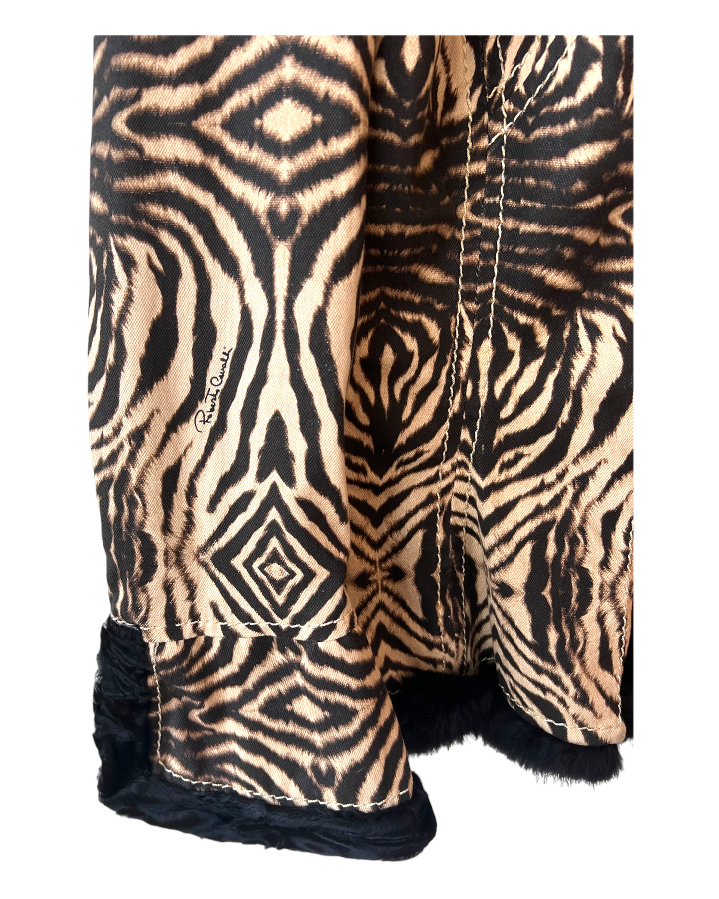 Vintage 2006 Roberto Cavalli Zebra Print and Fur Coat