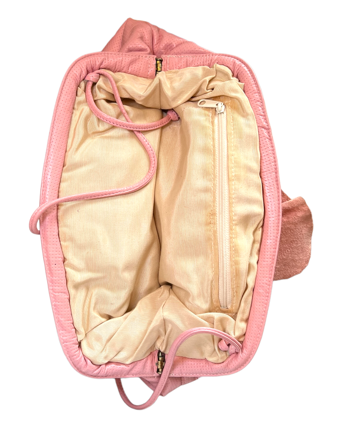 Vintage Pink Leather Clutch with Tortoise Shell Detail. Can be used as a clutch or a shoulder bag.