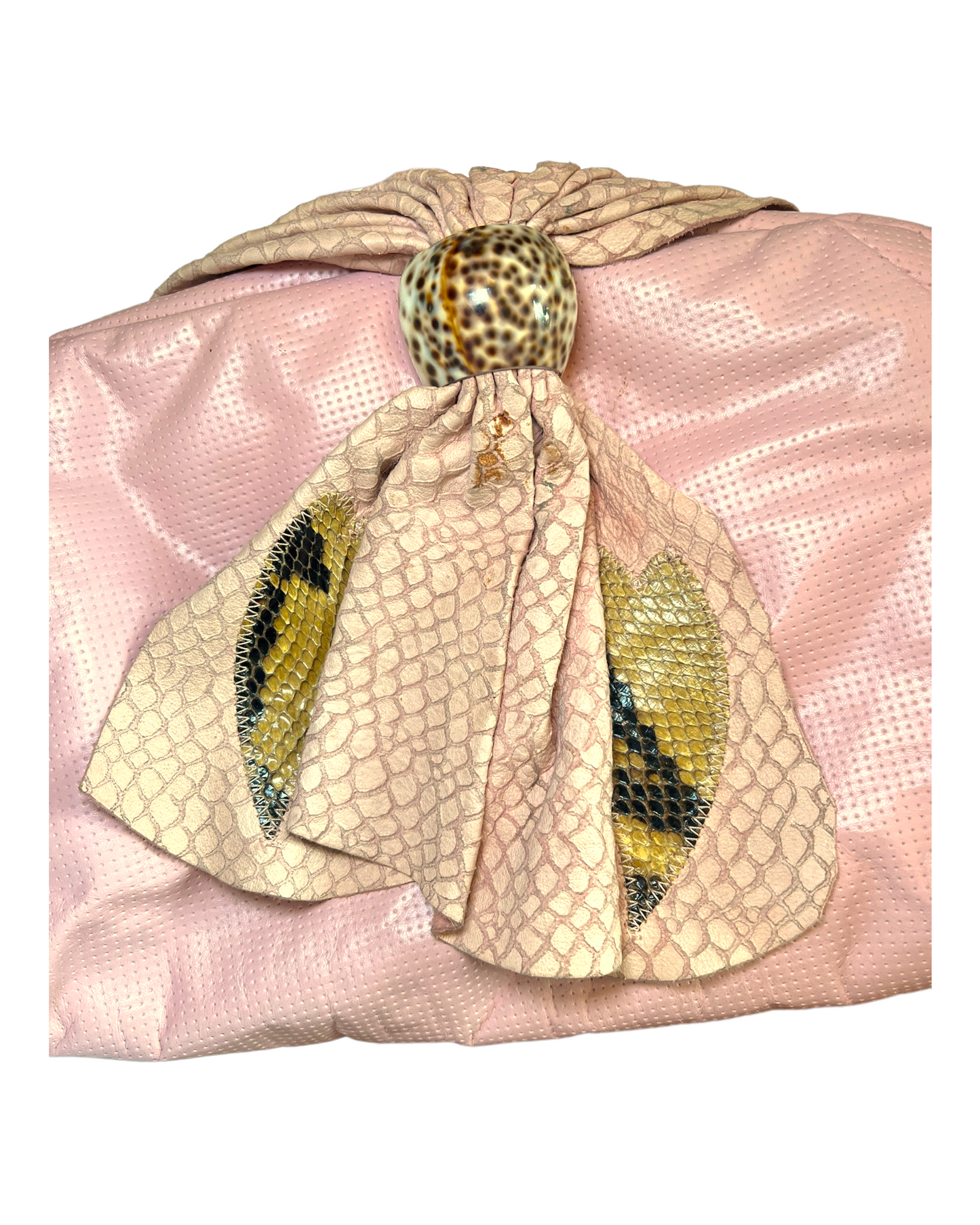 Vintage Pink Leather Clutch with Tortoise Shell Detail. Can be used as a clutch or a shoulder bag. image shows small stain on flap.
