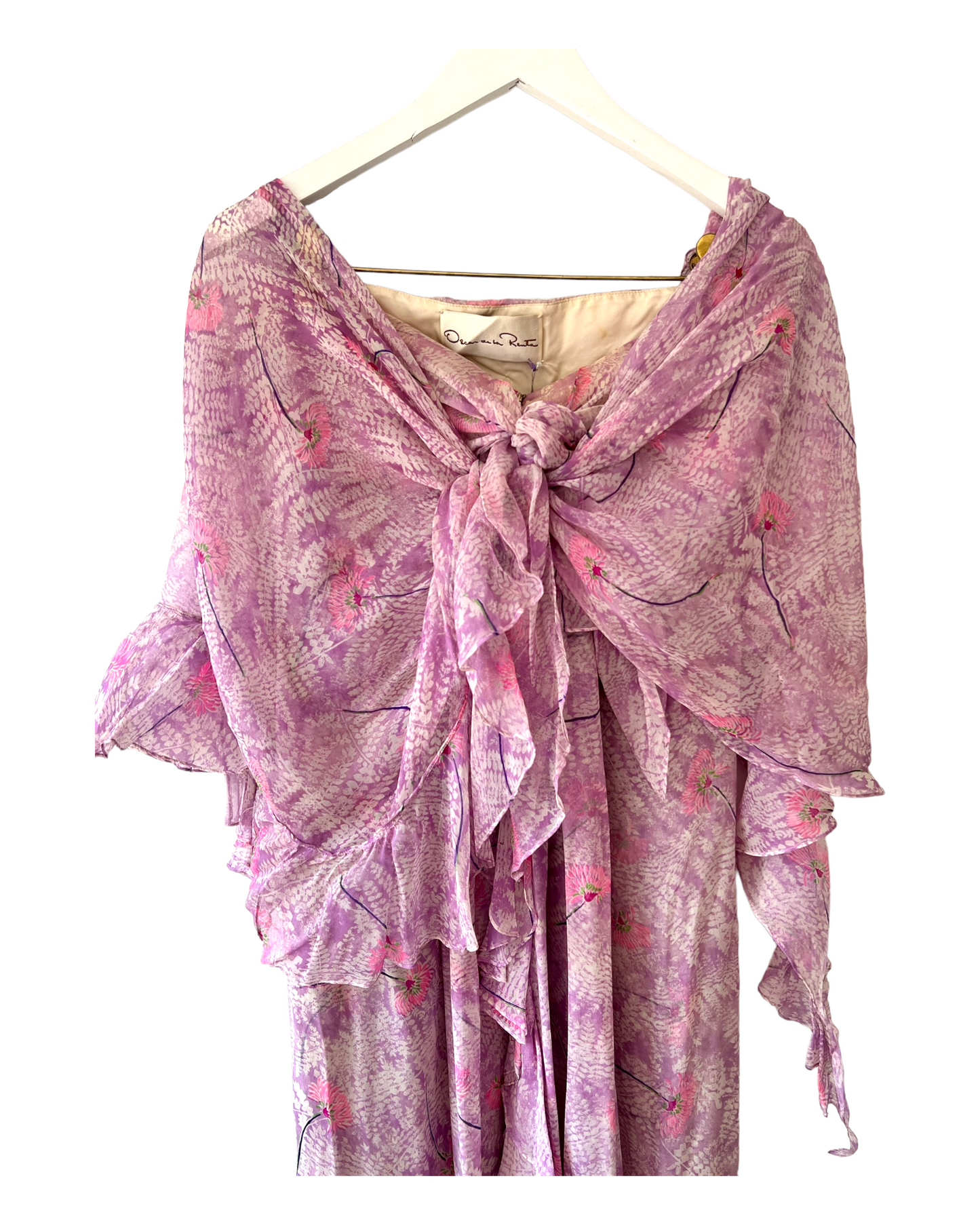 Vintage 1980's Oscar De La Renta Purple Floral Gown
