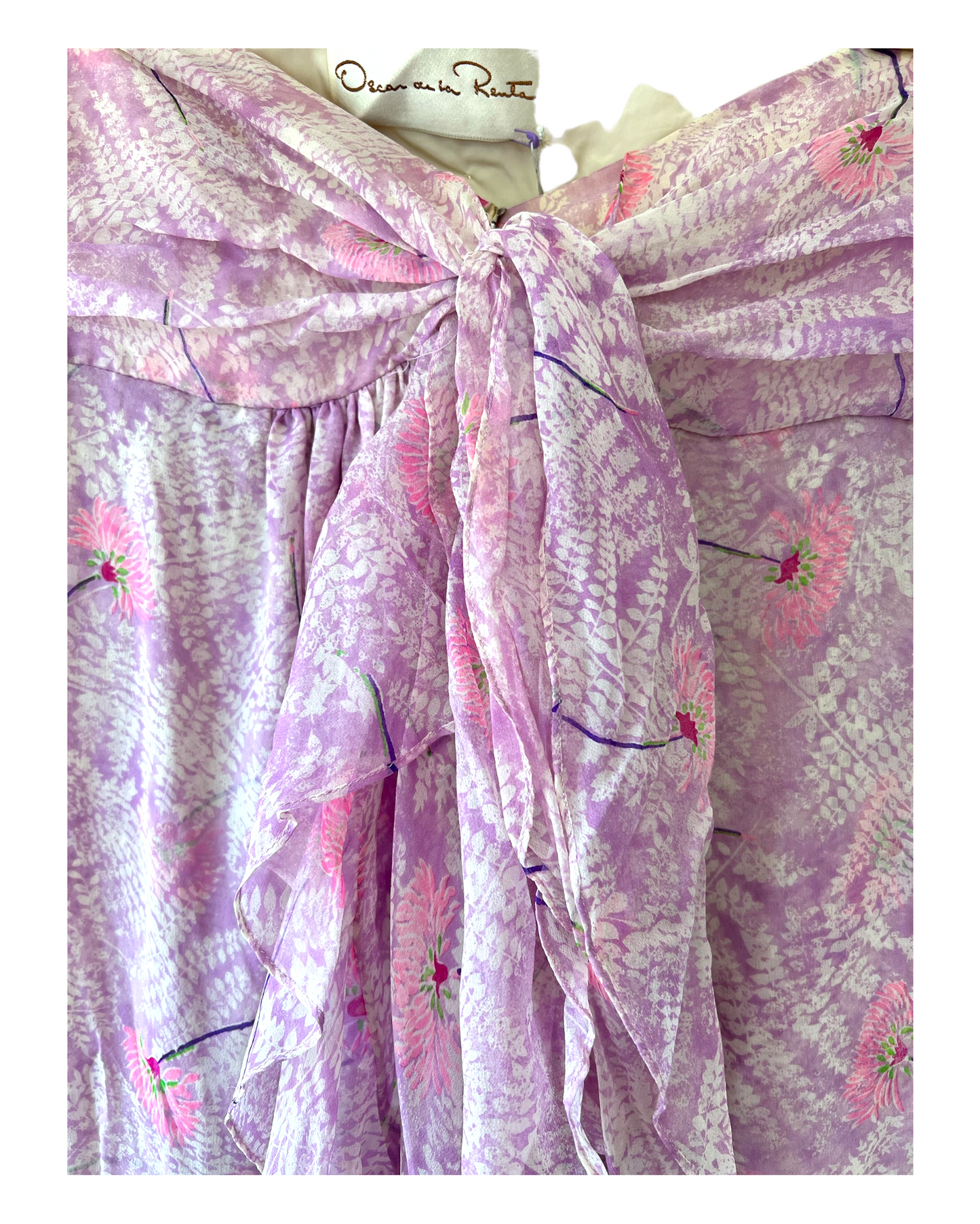 Vintage 1980's Oscar De La Renta Purple Floral Gown