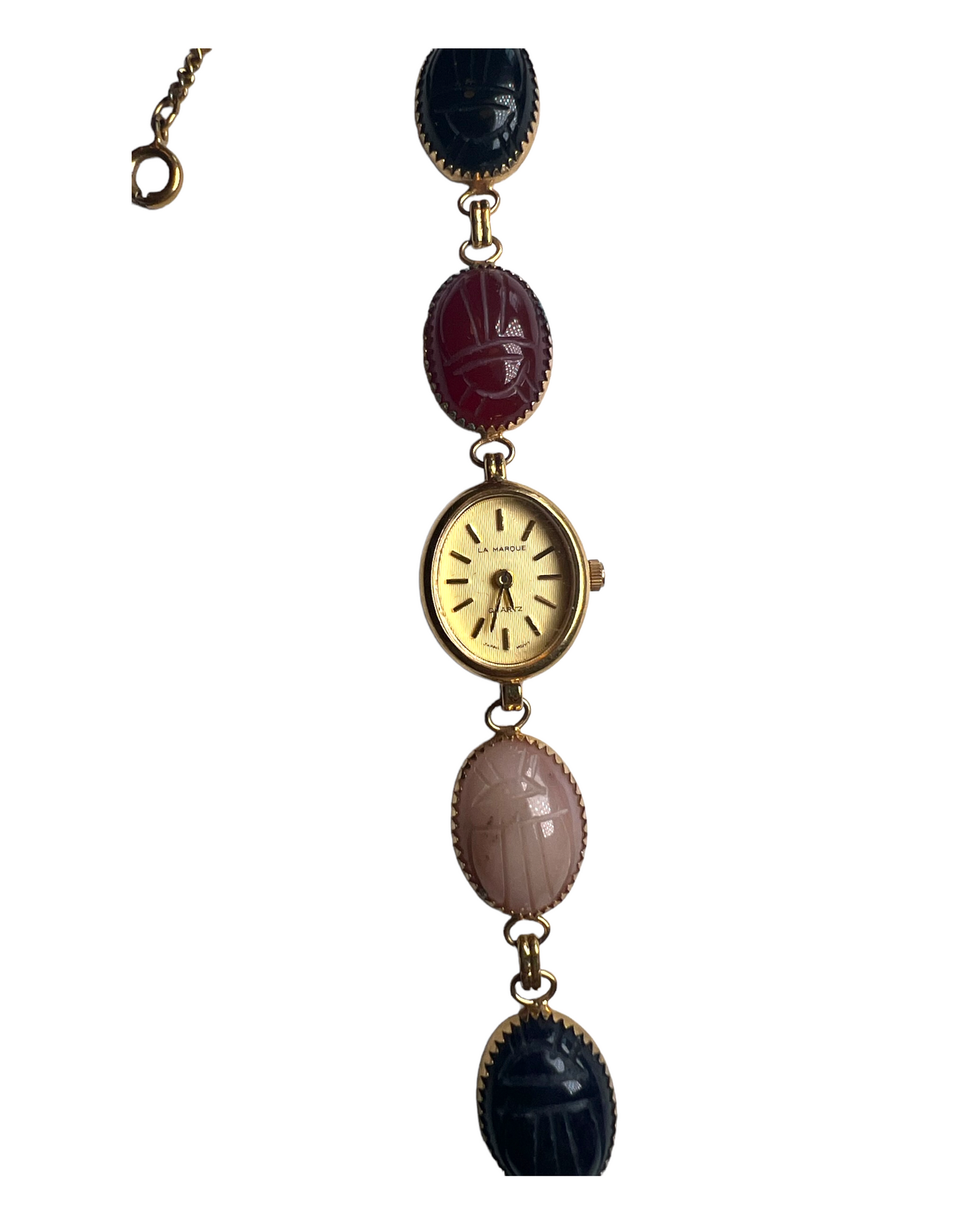 Vintage La Marque Engraved Stone Clasp Watch