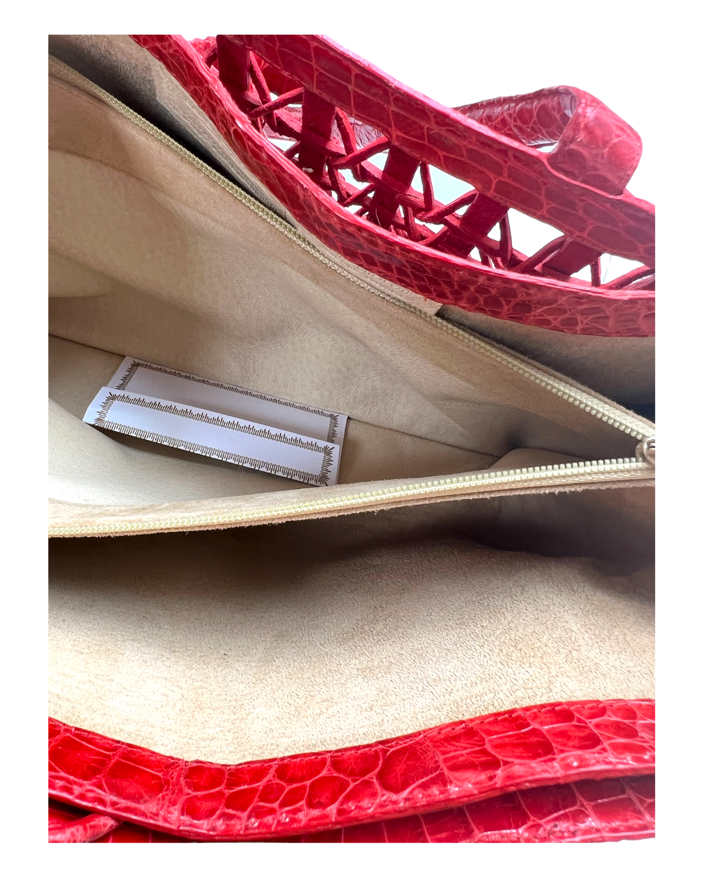 RARE Vintage Nancy Gonzales Red Croc Woven Bag