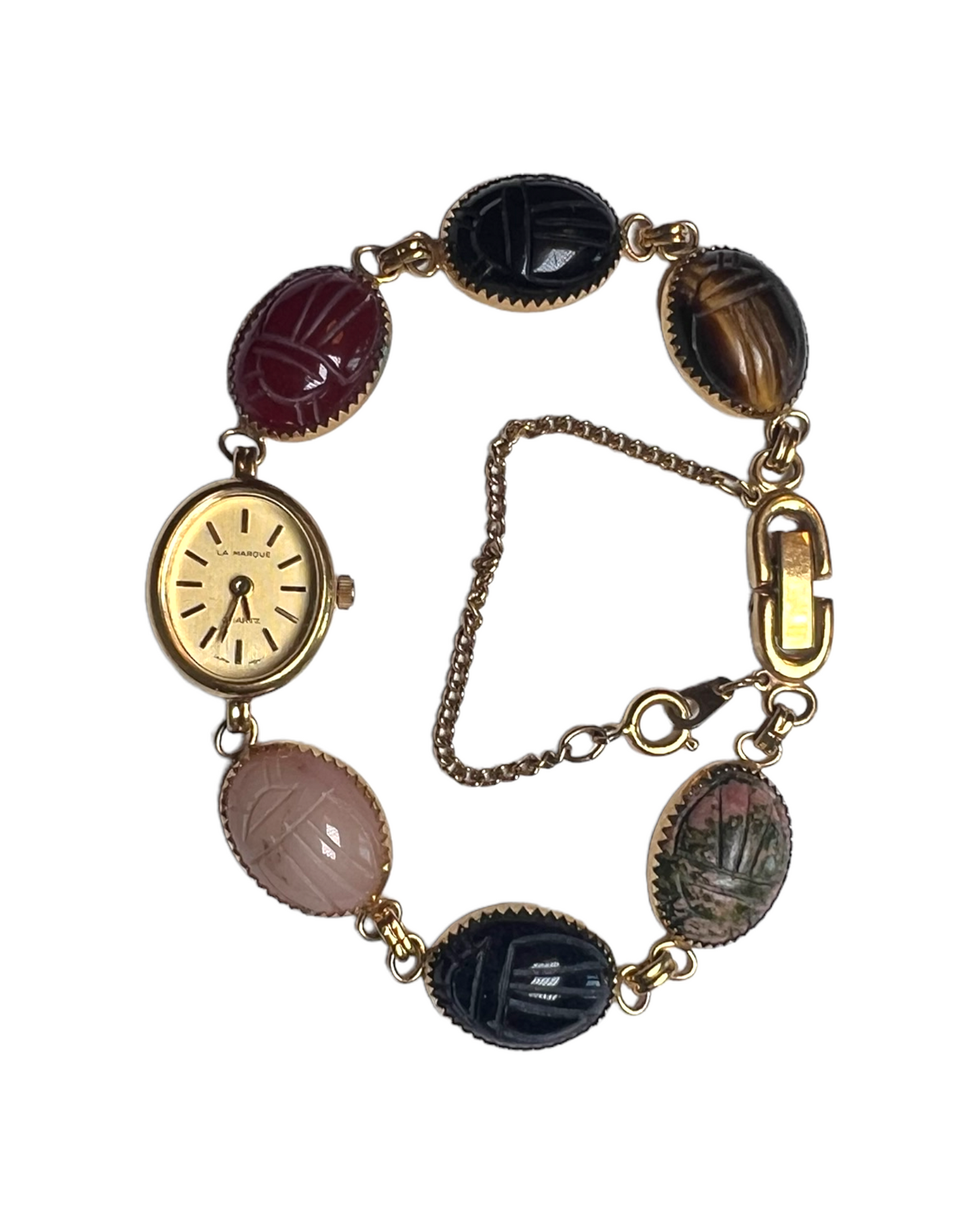 Vintage La Marque Engraved Stone Clasp Watch