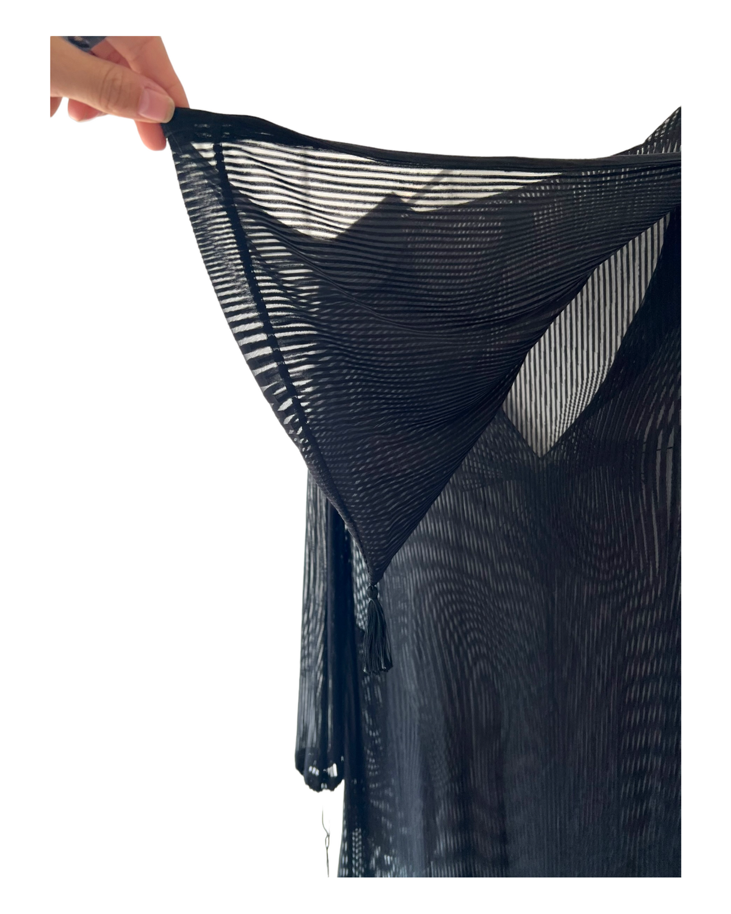 Vintage Jean Paul Gaultier Black Sheer Hooded Cover-Up with tassels