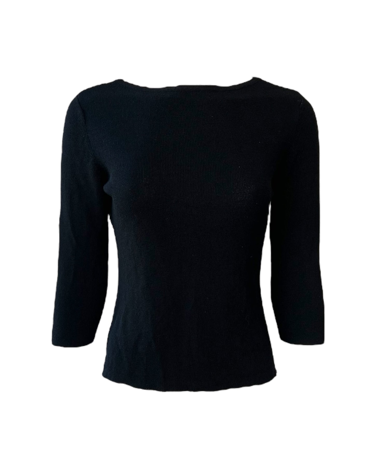 Vintage 1990s Black Knit Boat Neck Top