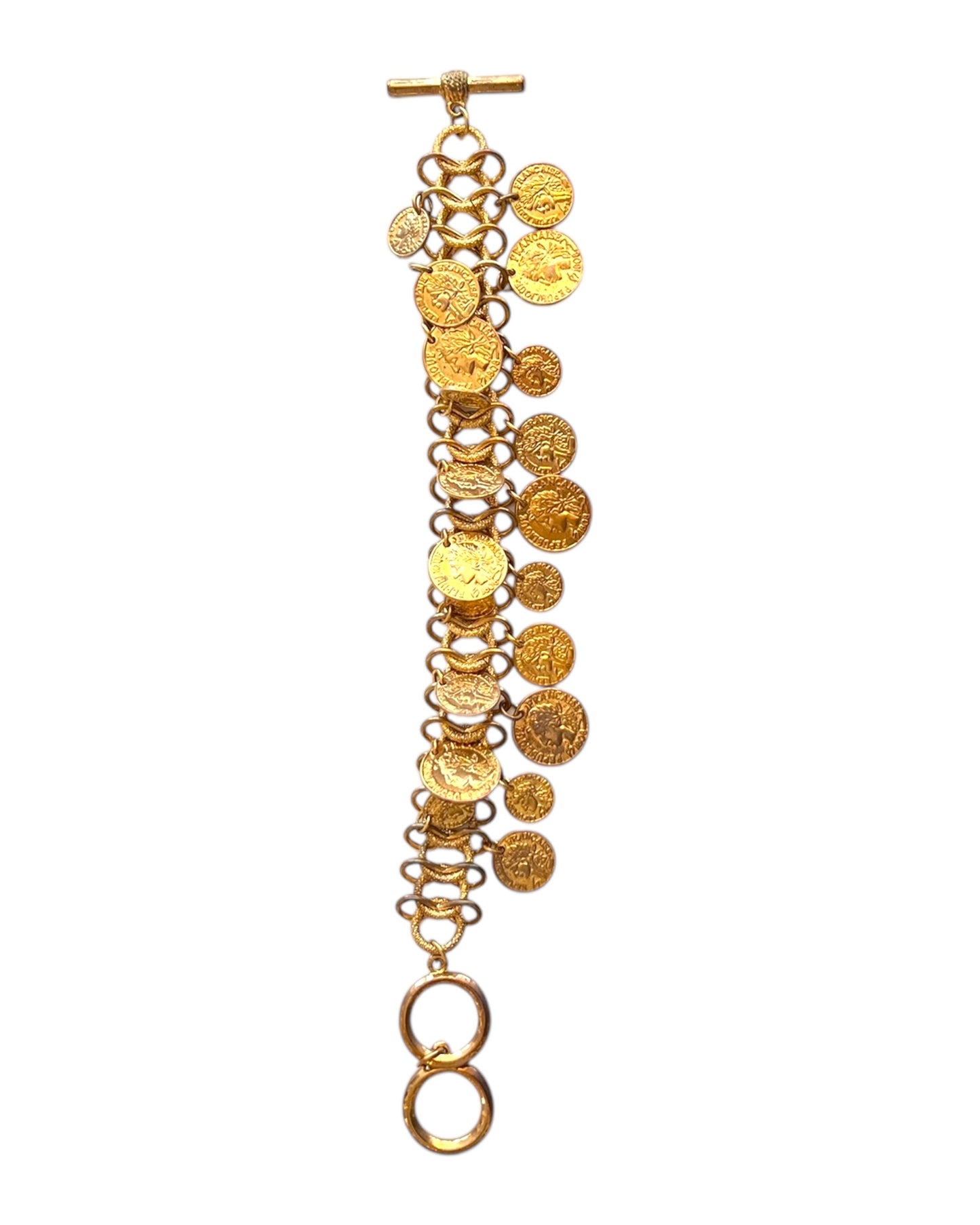 Vintage Gold Coin Charm Bracelet