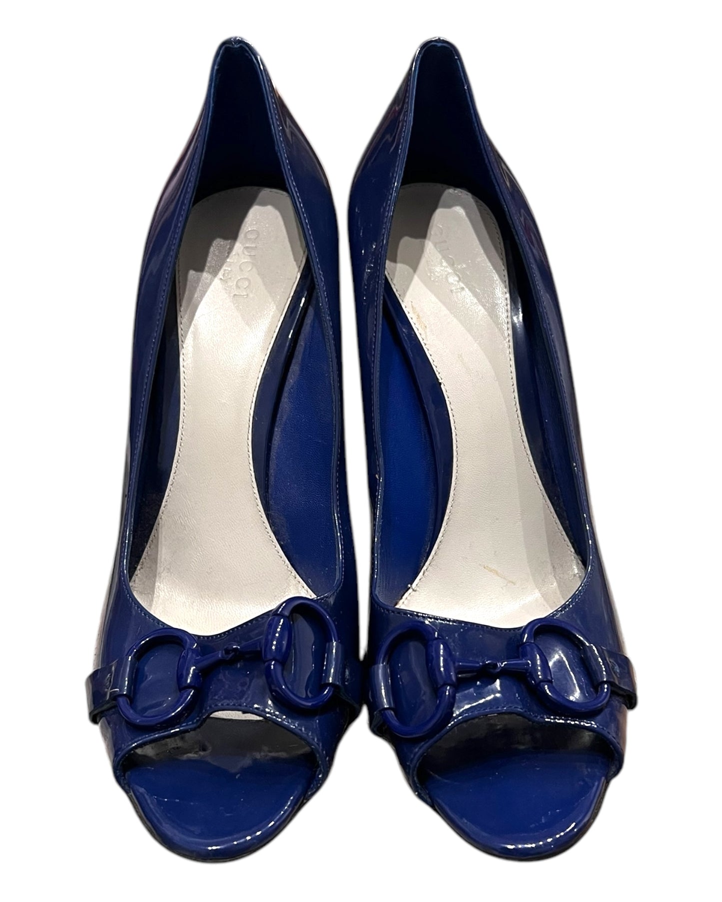 Vintage Gucci Blue Peep-Toe Stiletto Heels