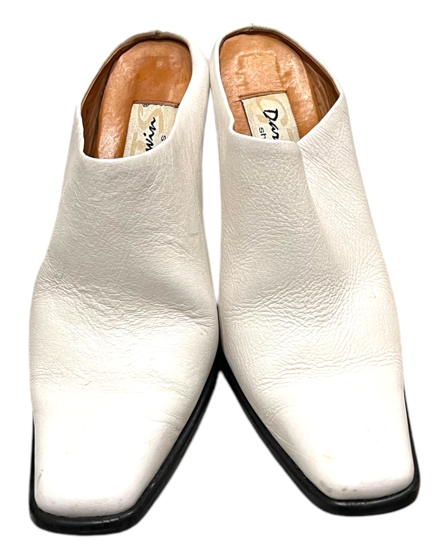 Vintage White Leather Mule Heels