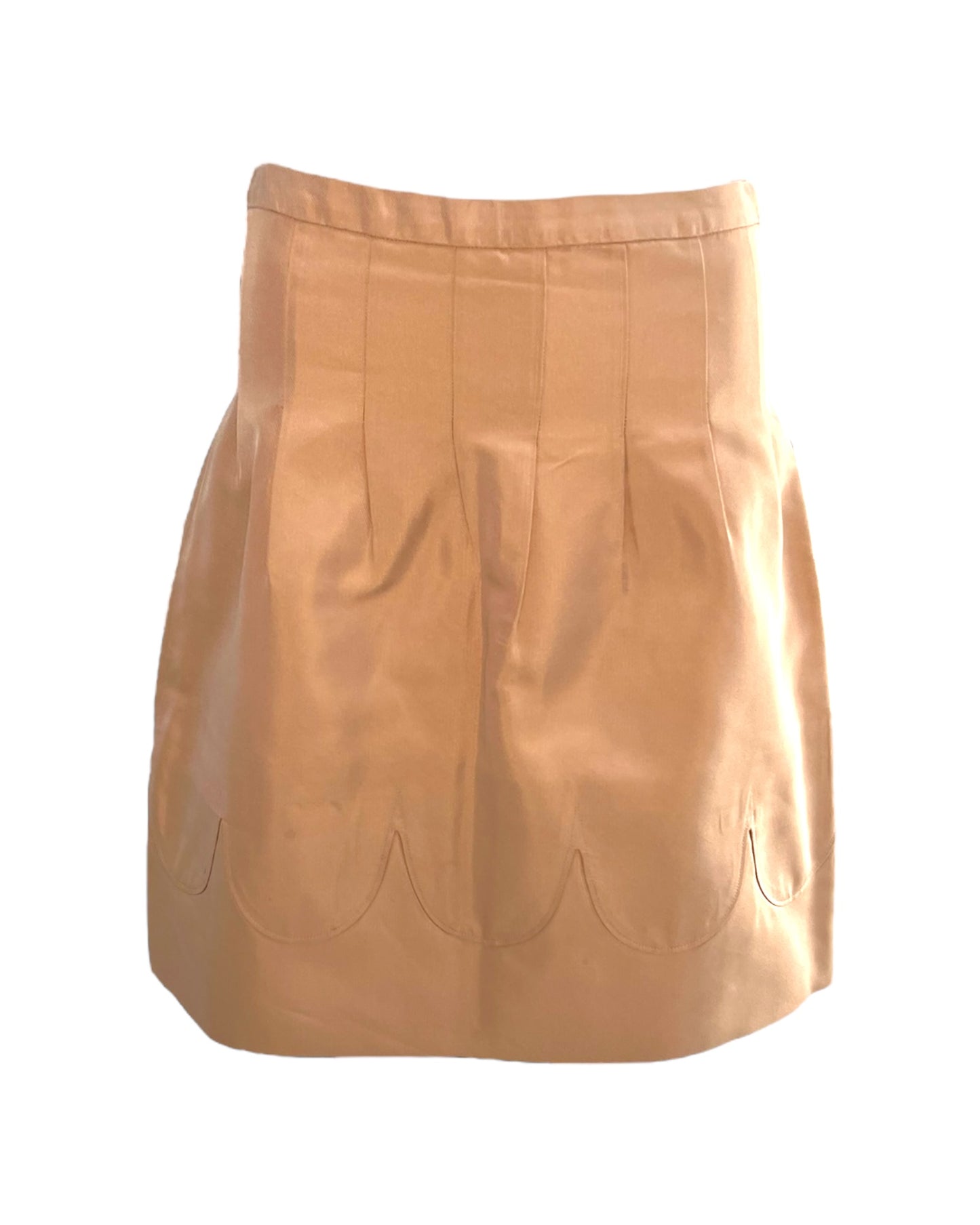 Vintage 2000 Moschino Silk Tan Scalloped Bubble Skirt