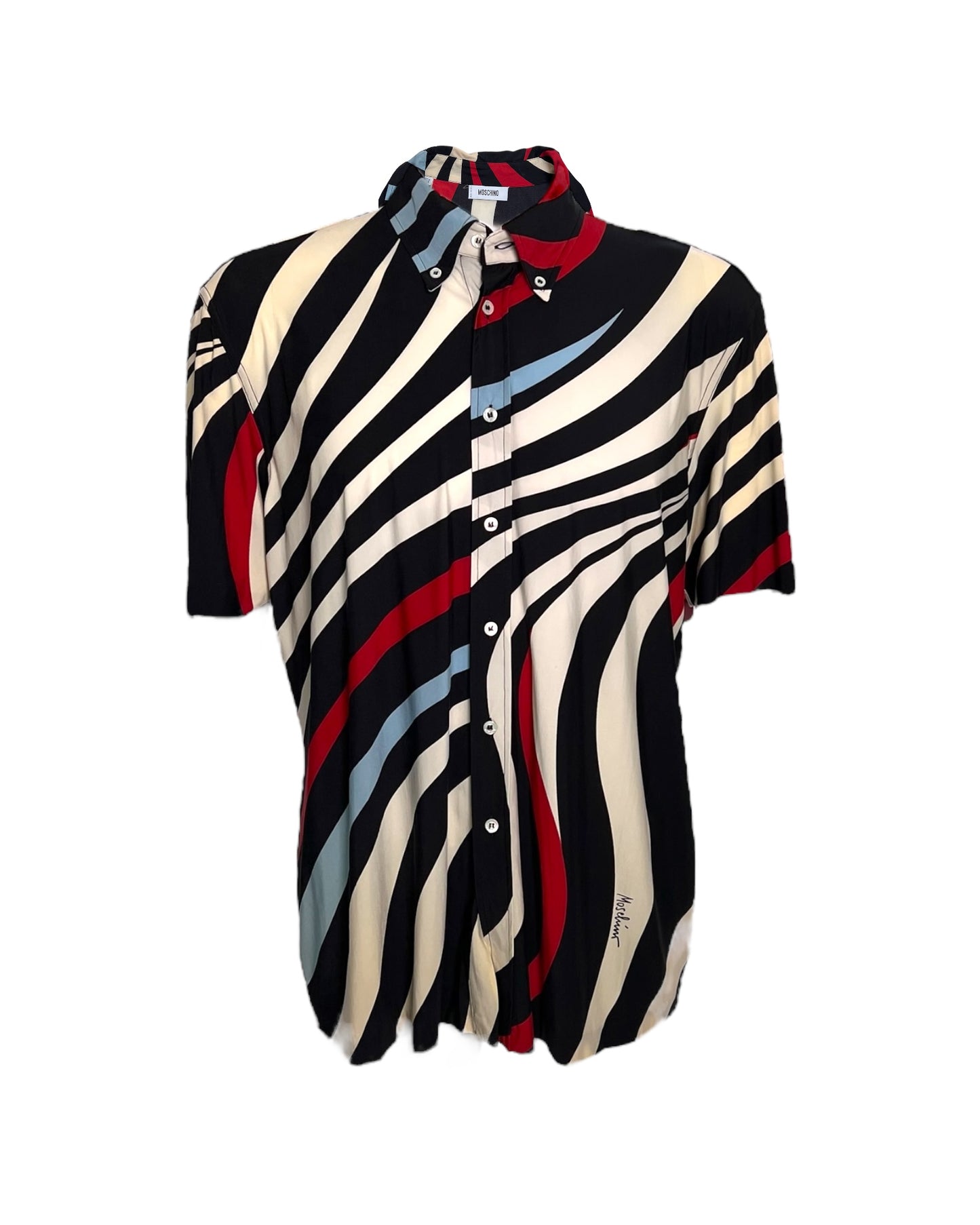Vintage 2000 Moschino Abstract Stripe Button-Up Top