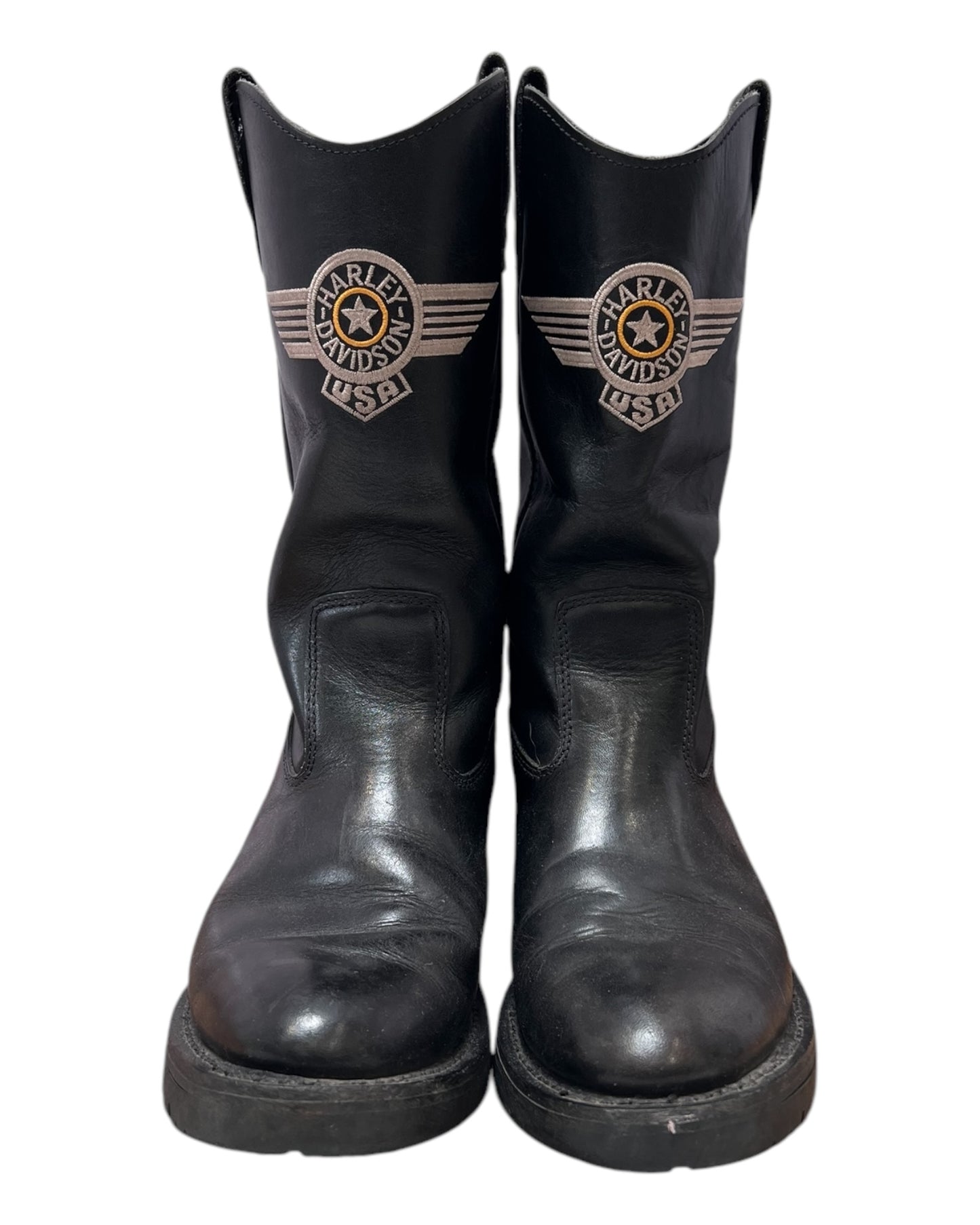 Vintage Harley Davidson USA Black Leather Boots