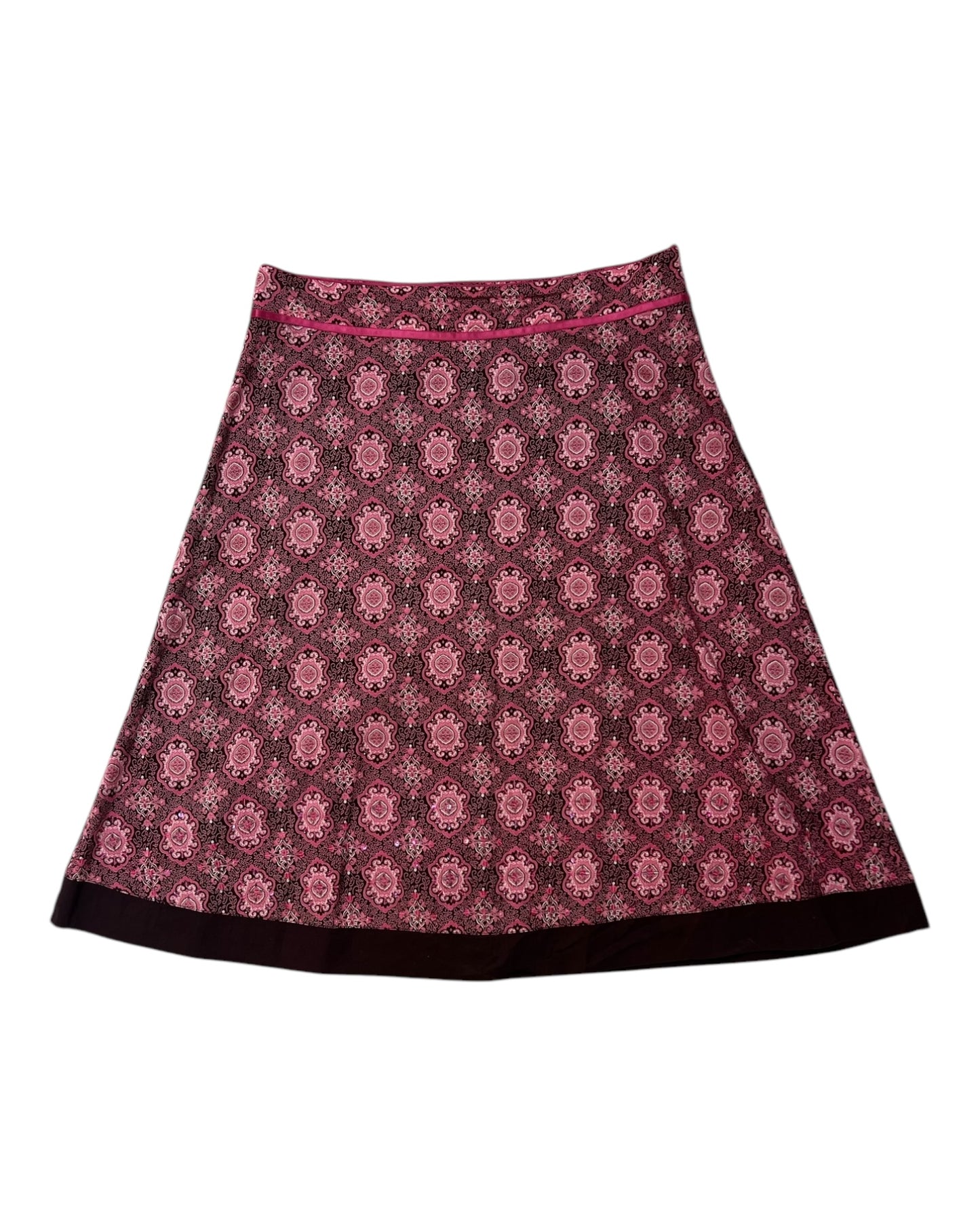 Vintage Brown and Pink Sparkle Midi Skirt