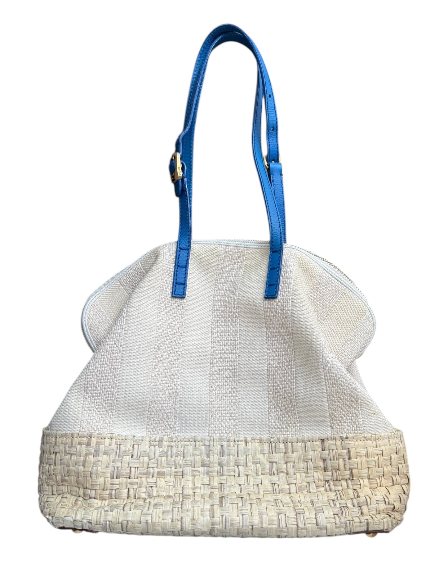 Pre-Loved 2012 White and Blue Fendi 2Bag