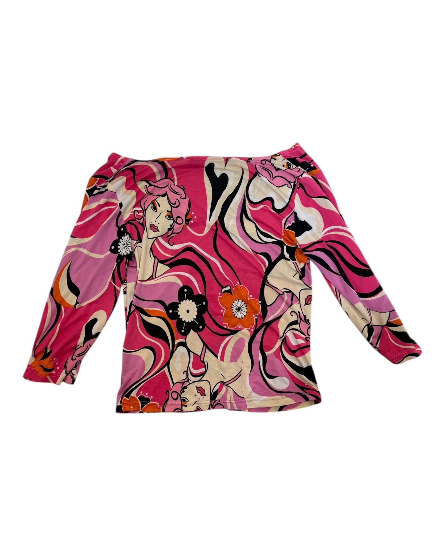 Vintage Pink Graphic Print Stretchy Top