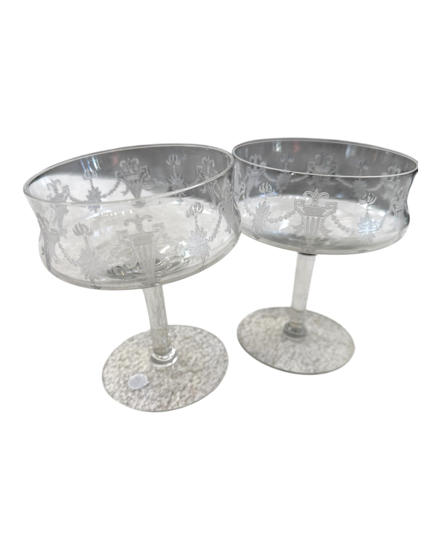 Vintage Pair of Etched Glasses