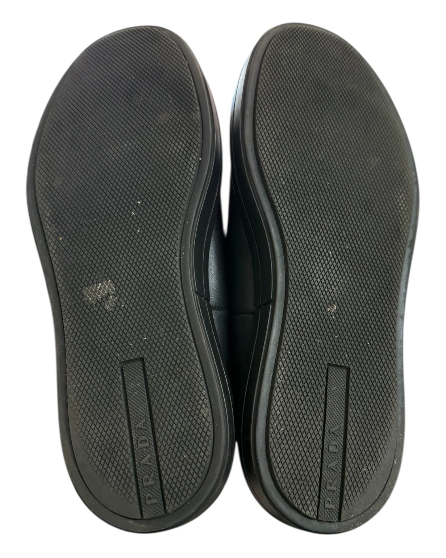 Vintage Prada Black Leather Slip-On Sneakers