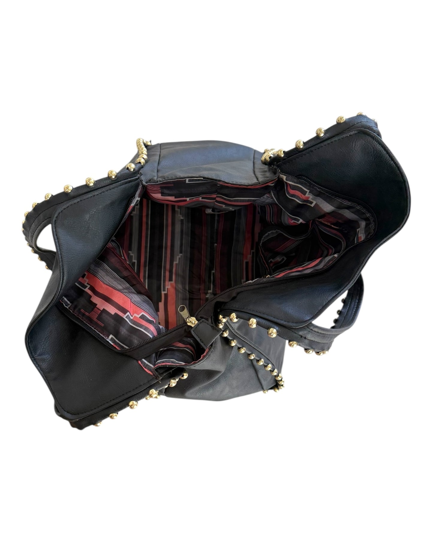 Vintage Black Studded Hobo Bag