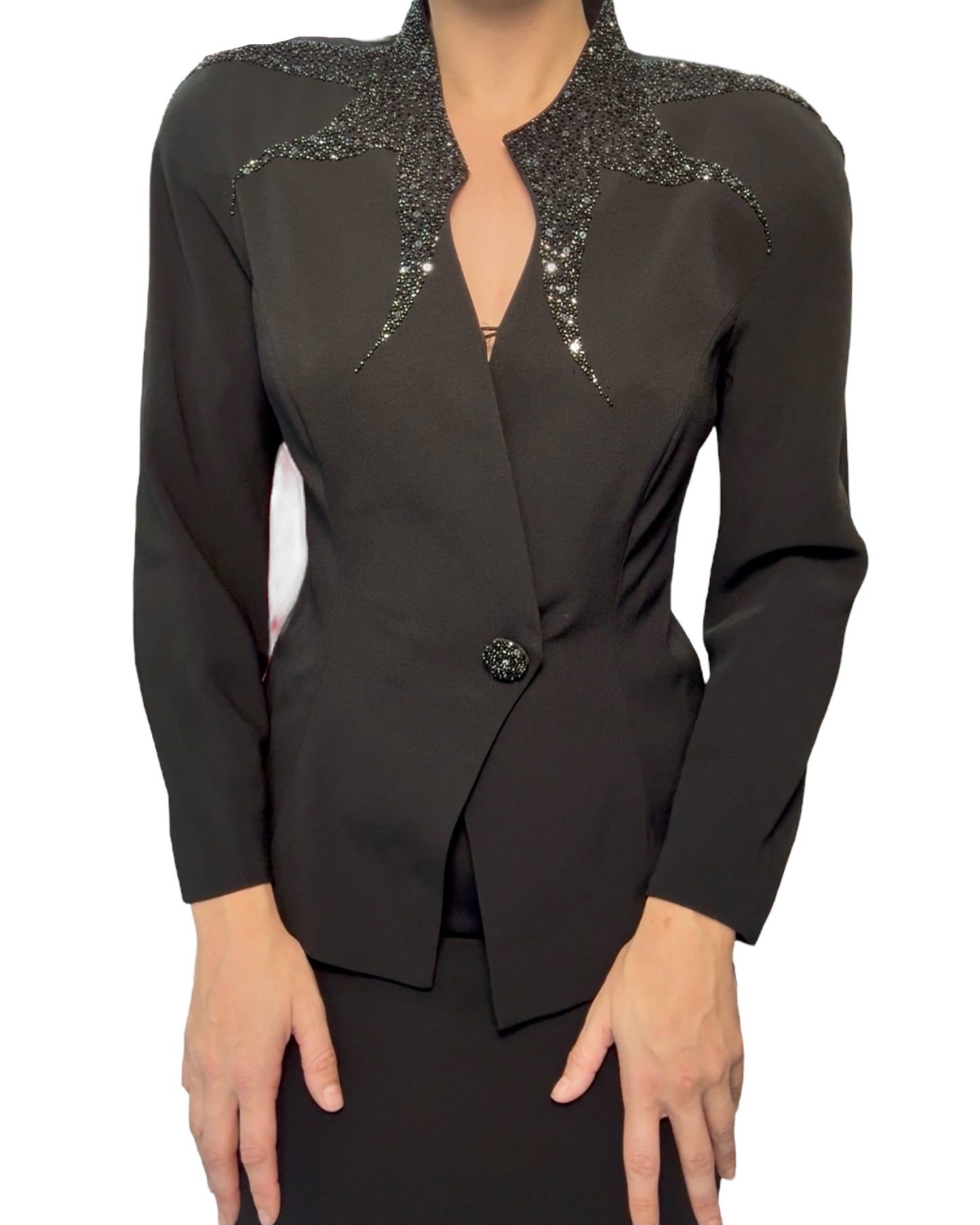 Vintage Black Beaded Skirt Suit