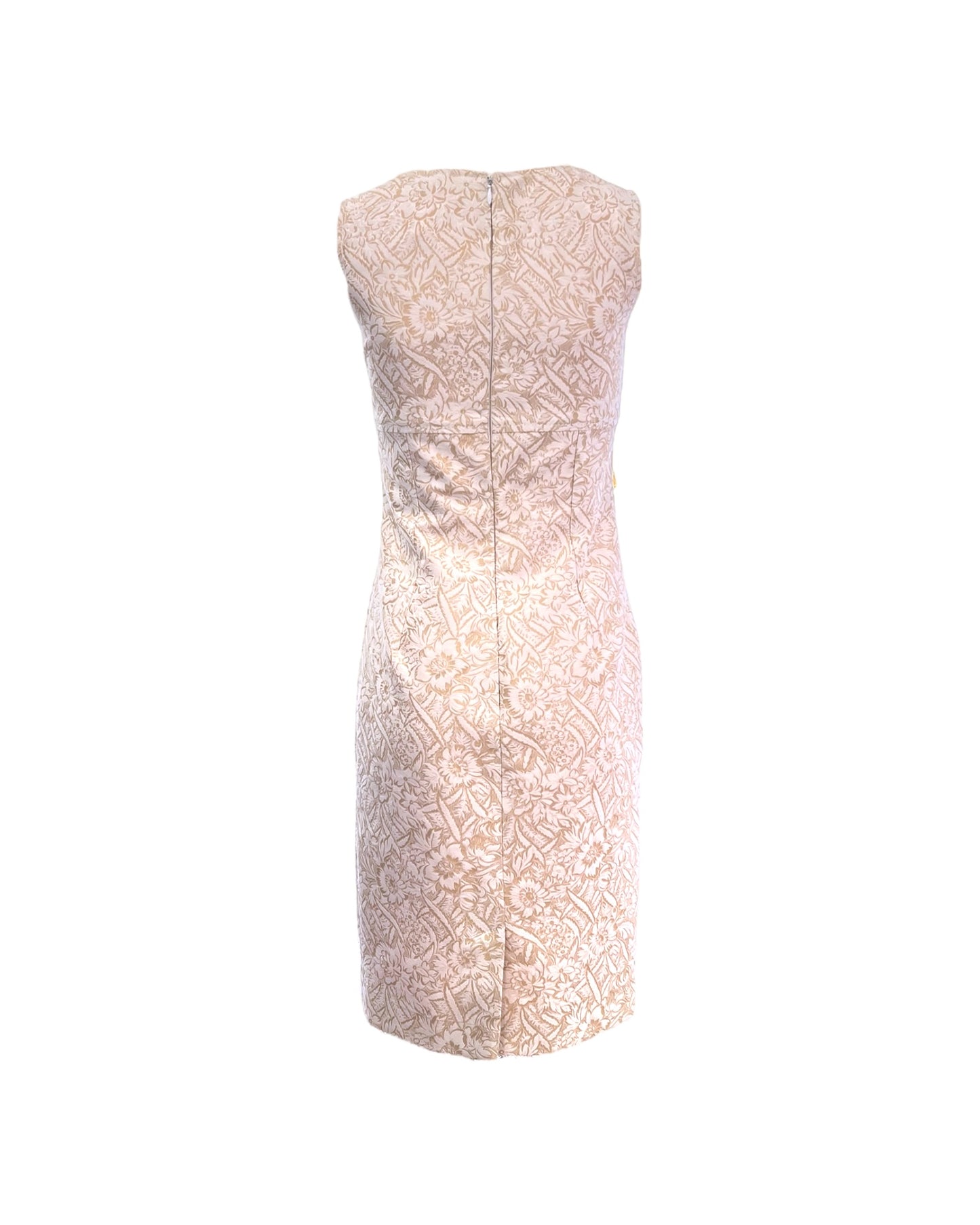 Vintage 2000 Dolce & Gabbana Baroque White Cotton knee-length Dress with embellished metal buttons at bust.