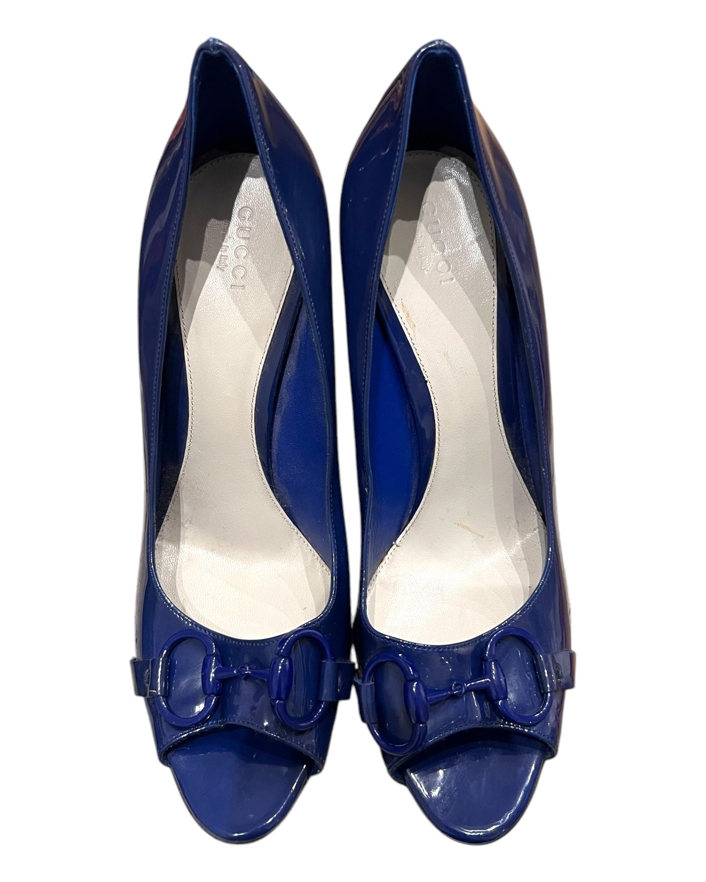 Vintage Gucci Blue Peep-Toe Stiletto Heels