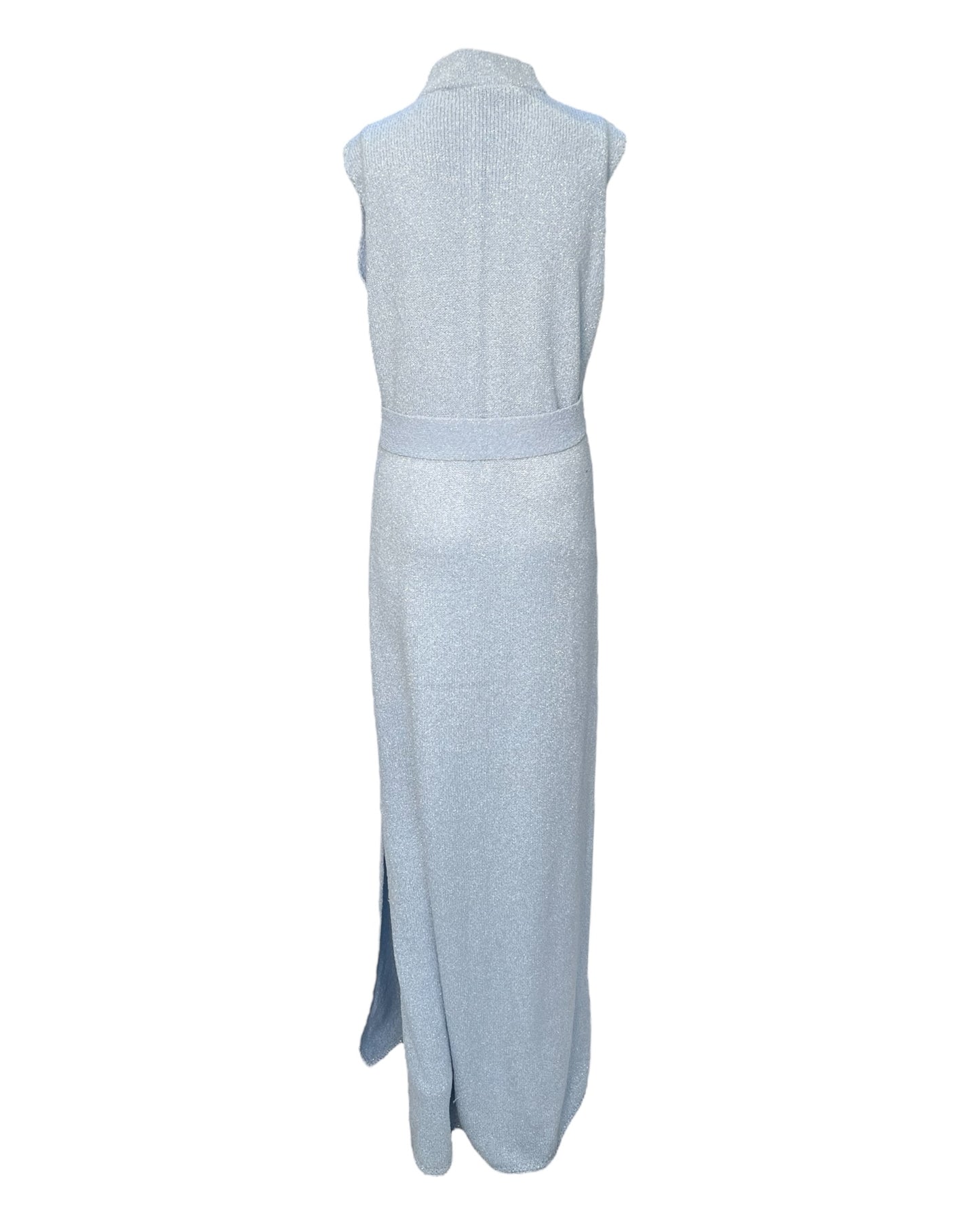 Vintage St. John Knits Ice Blue Sparkly Maxi Dress with Belt