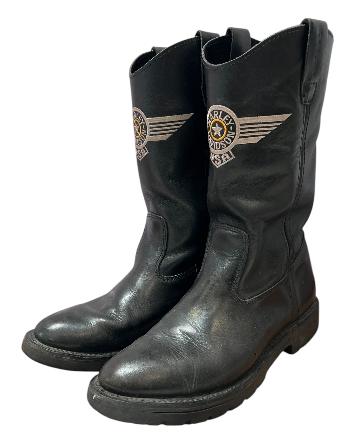Vintage Harley Davidson USA Black Leather Boots
