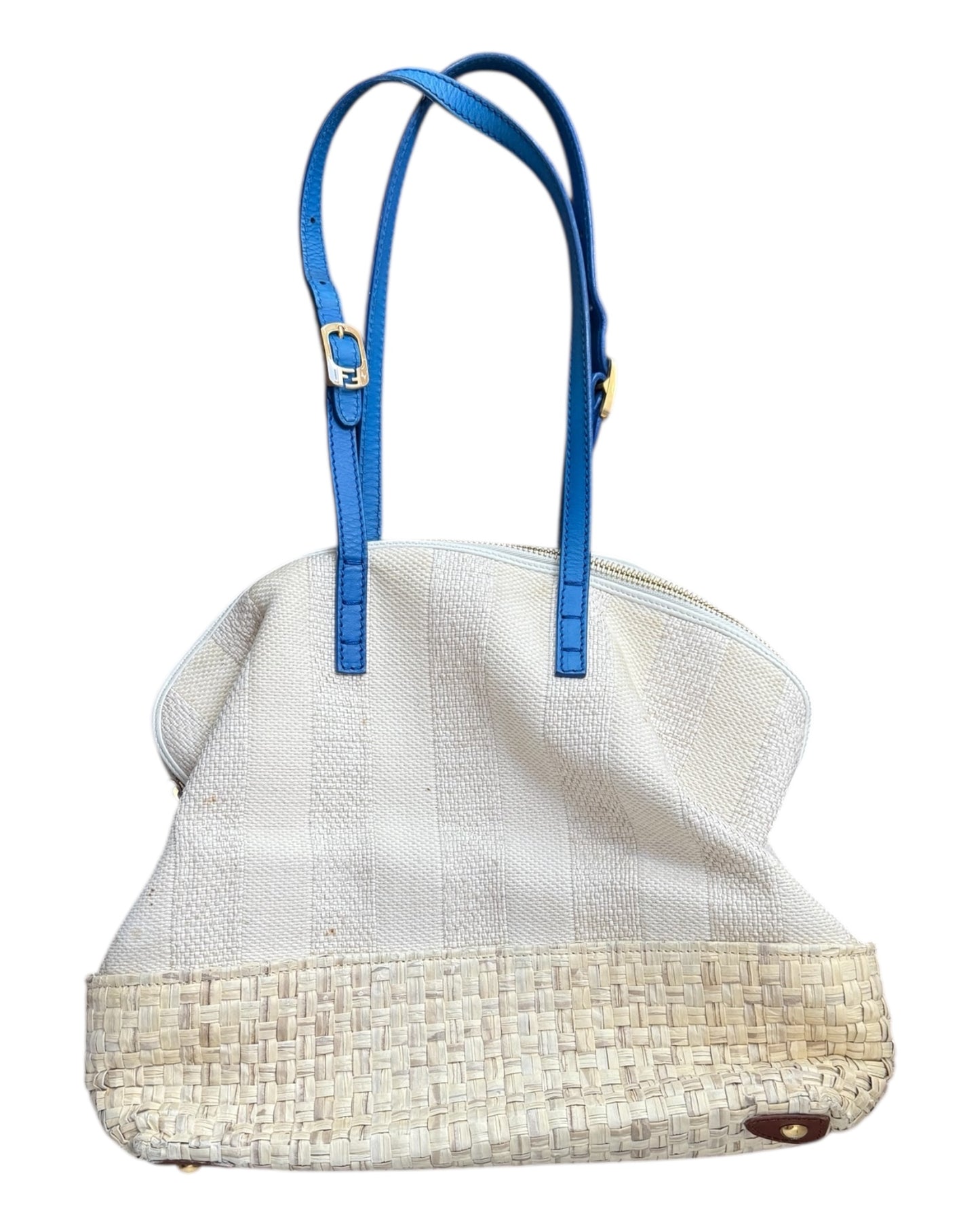 Pre-Loved 2012 White and Blue Fendi 2Bag