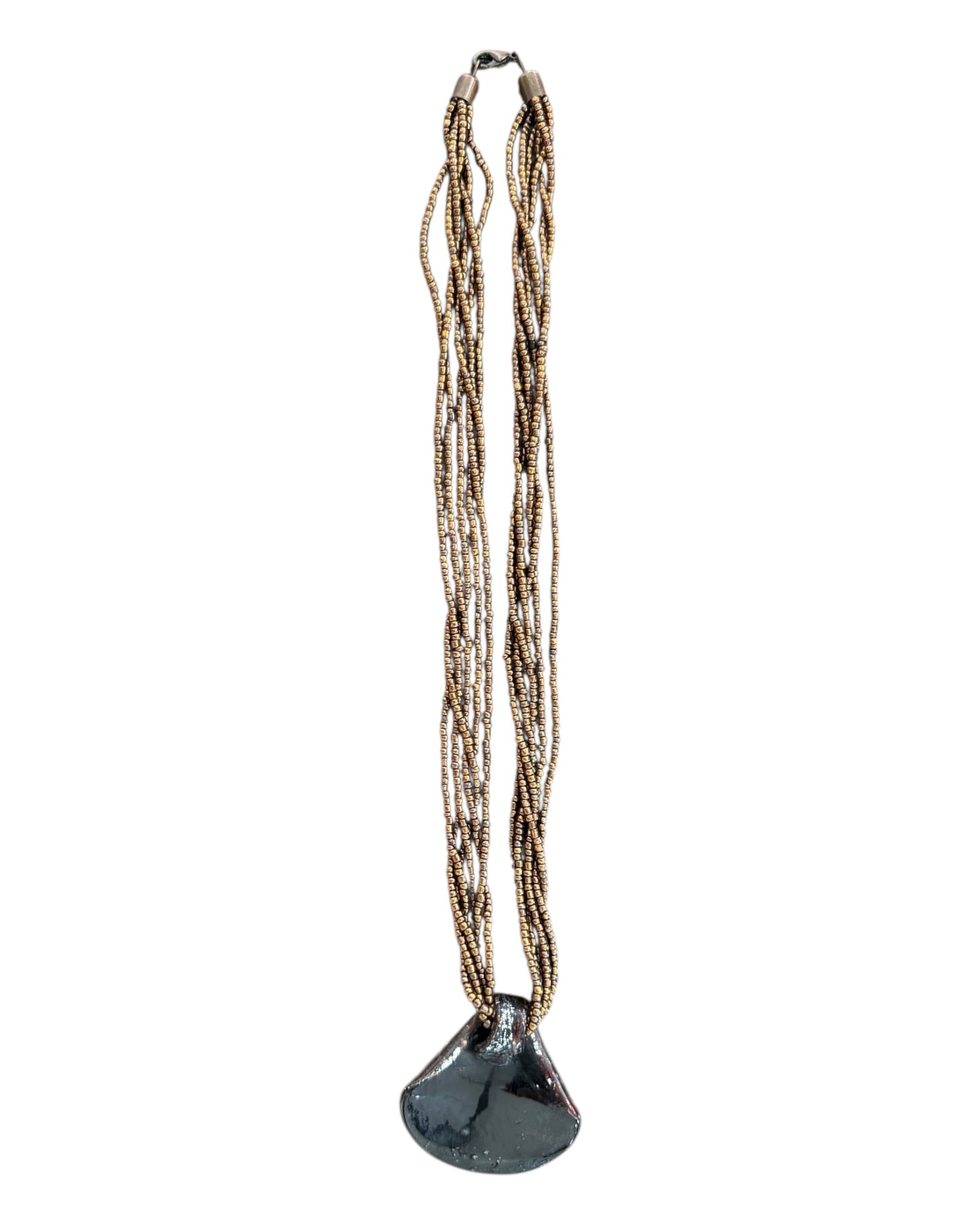 Vintage Brown Beaded Pendant Necklace