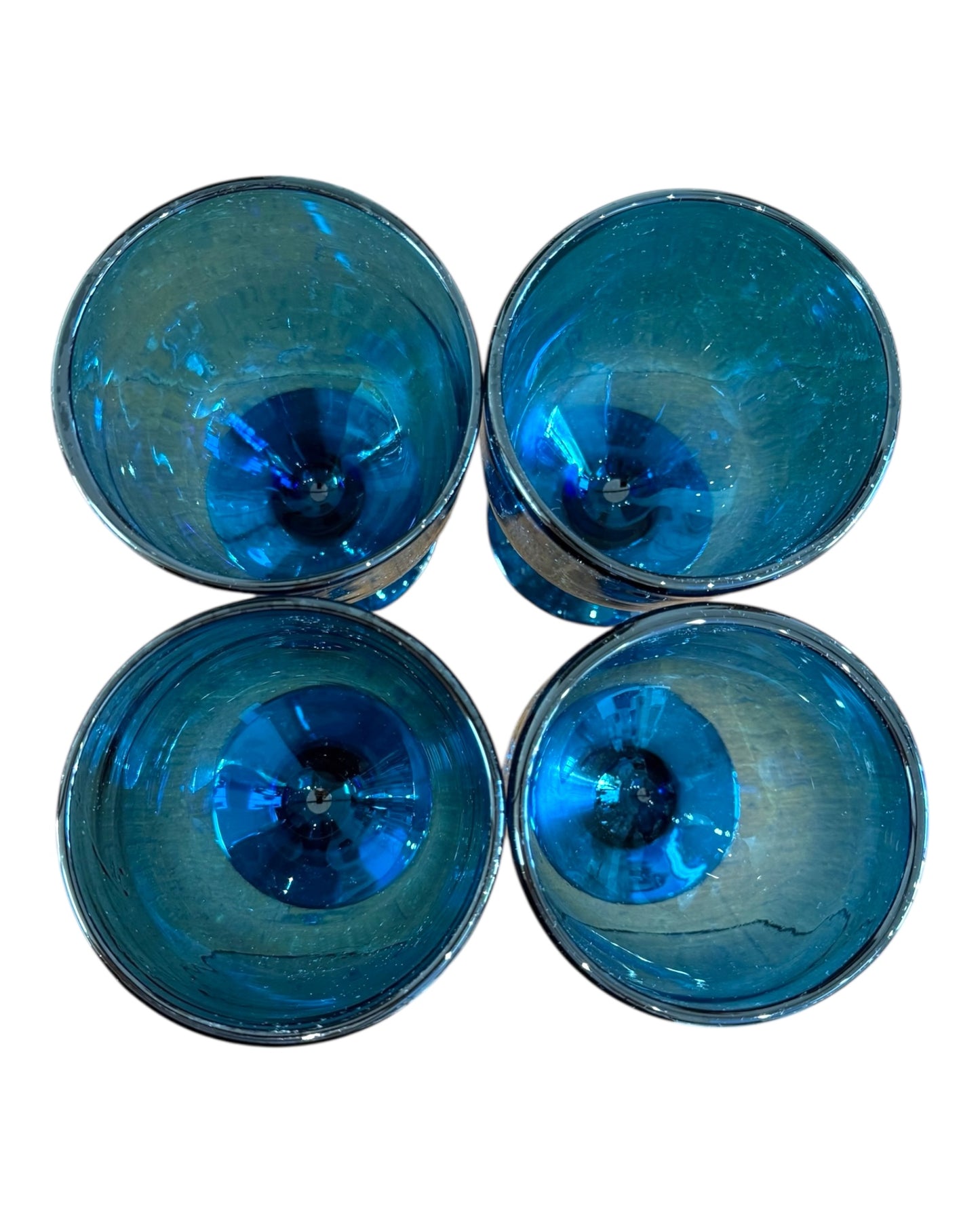Vintage Blue Large Wine Glasses