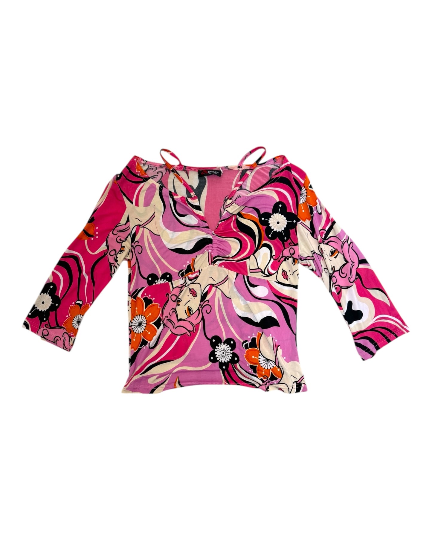 Vintage Pink Graphic Print Stretchy Top