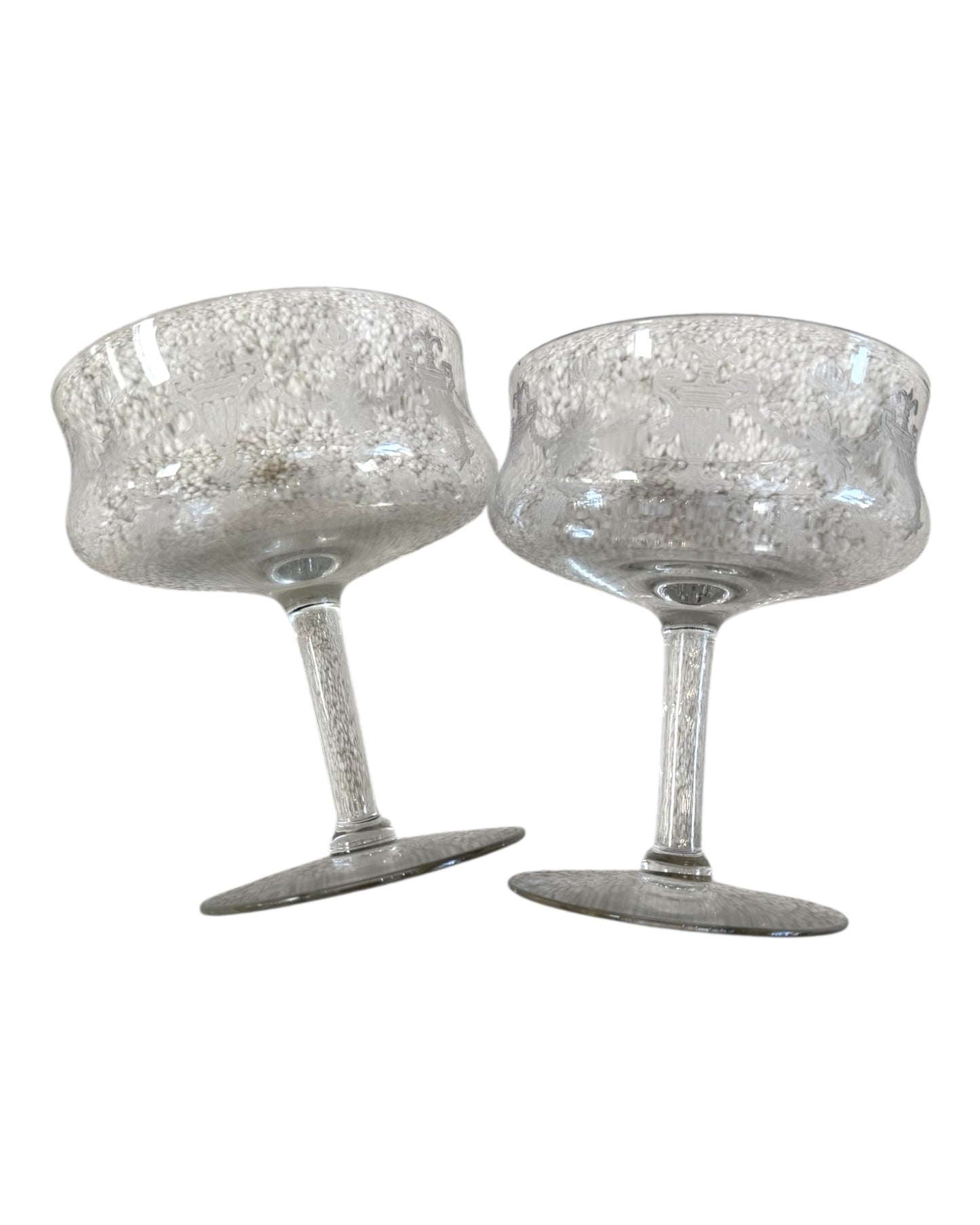 Vintage Pair of Etched Glasses