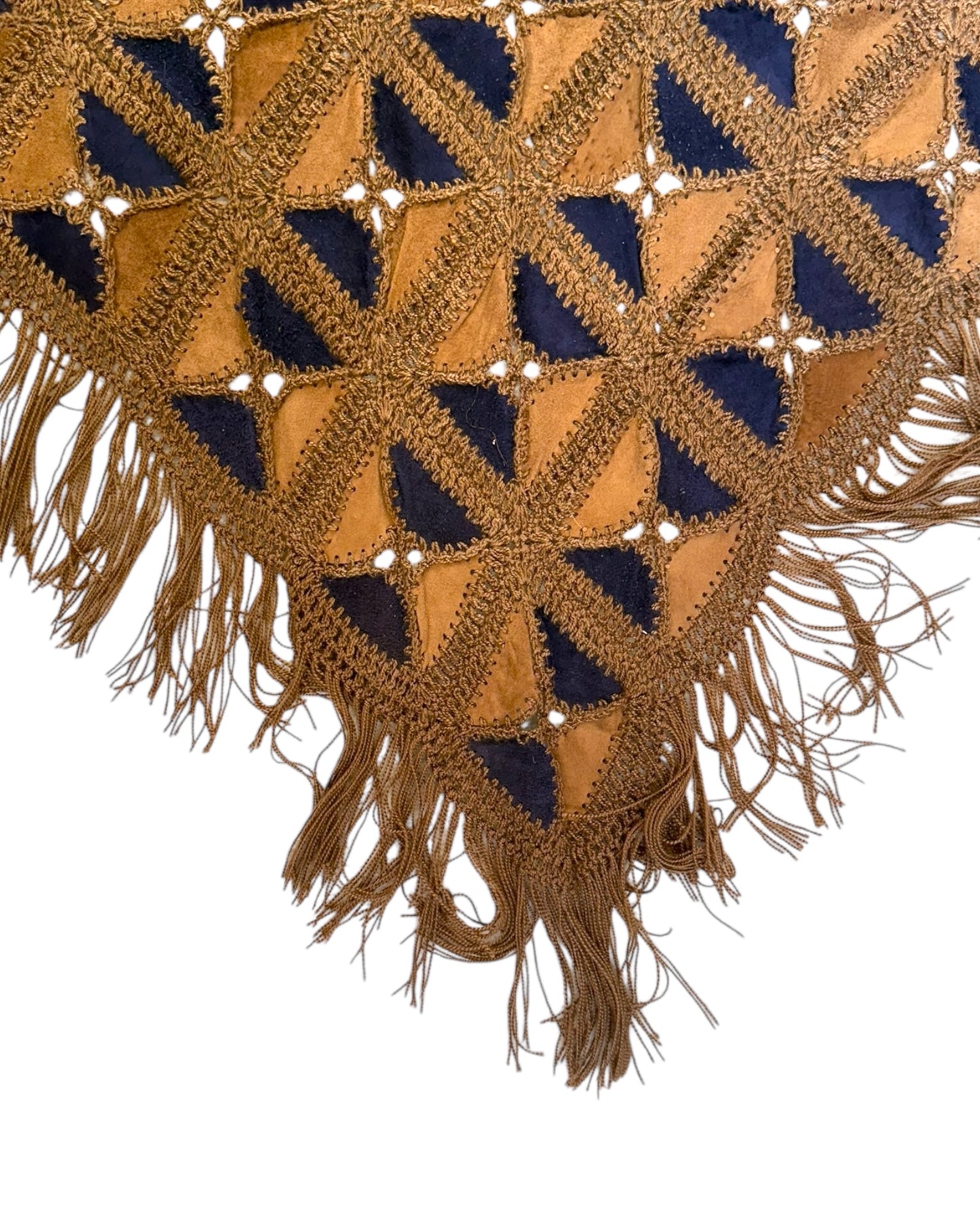 Vintage Suede Fringe Shawl