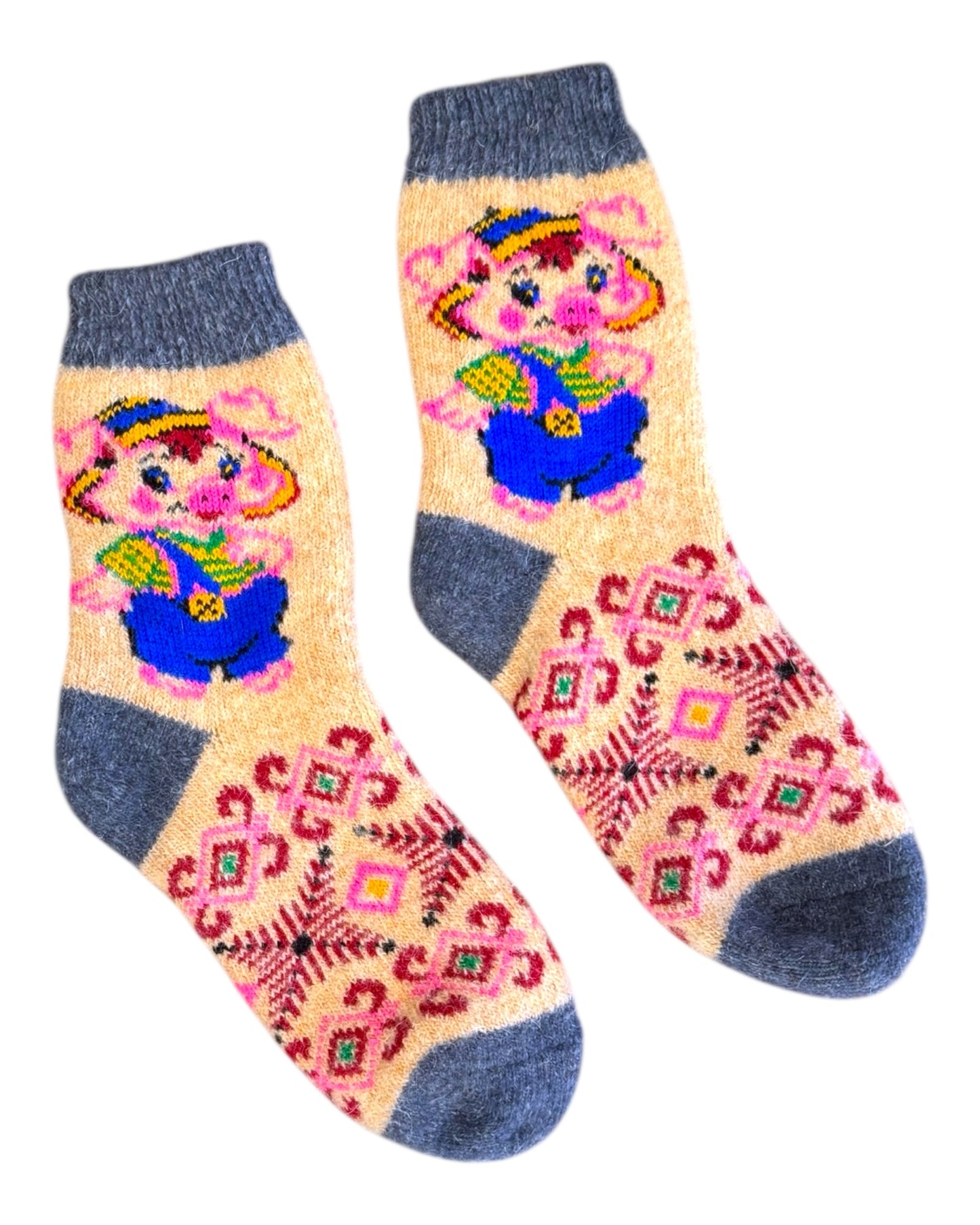 Handmade Wool Socks with lil Piggies
